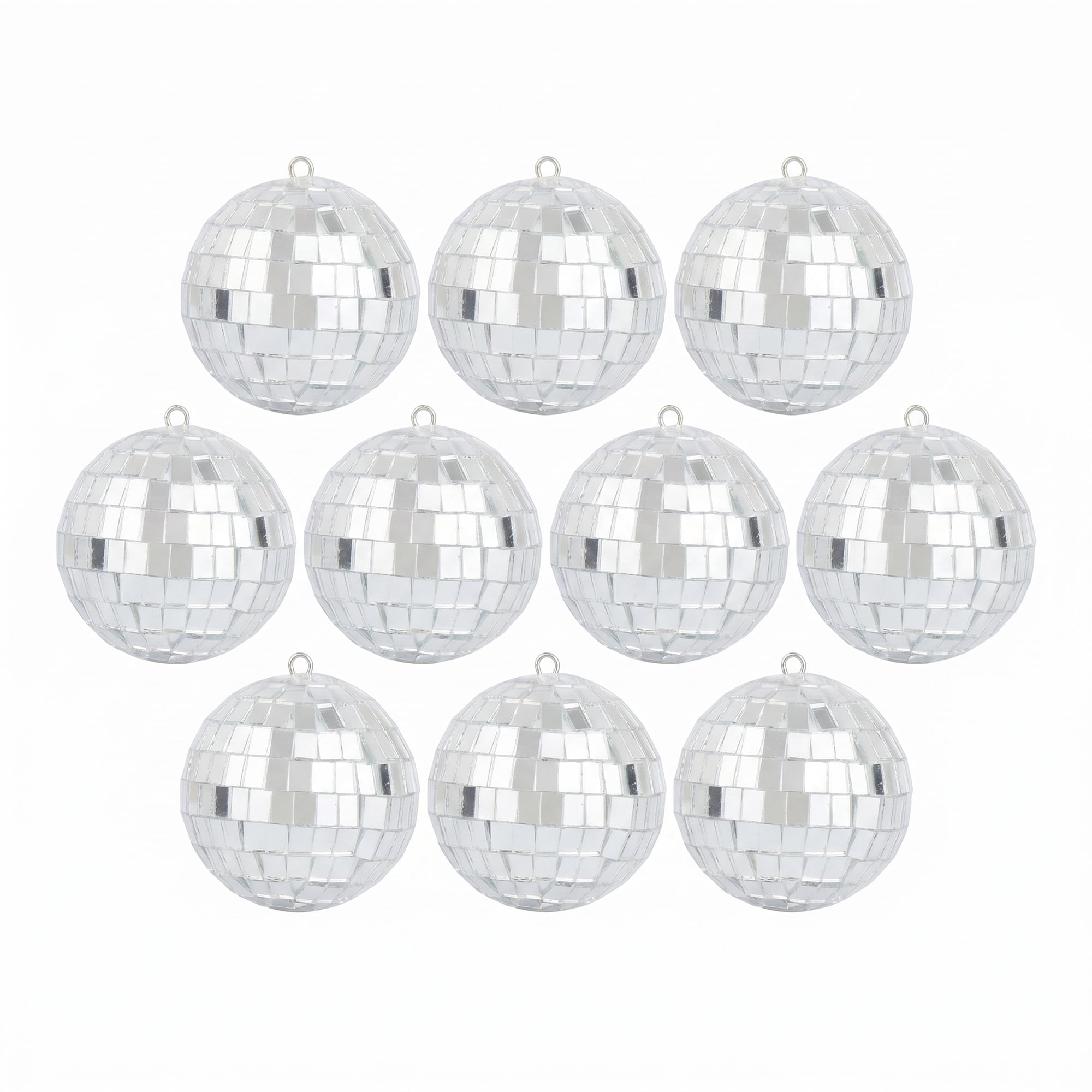 Unique Bargains 10Pcs Mirror Disco Balls for Hanging Sphere Orbs Silver 1.6"x1.6"x1.6"