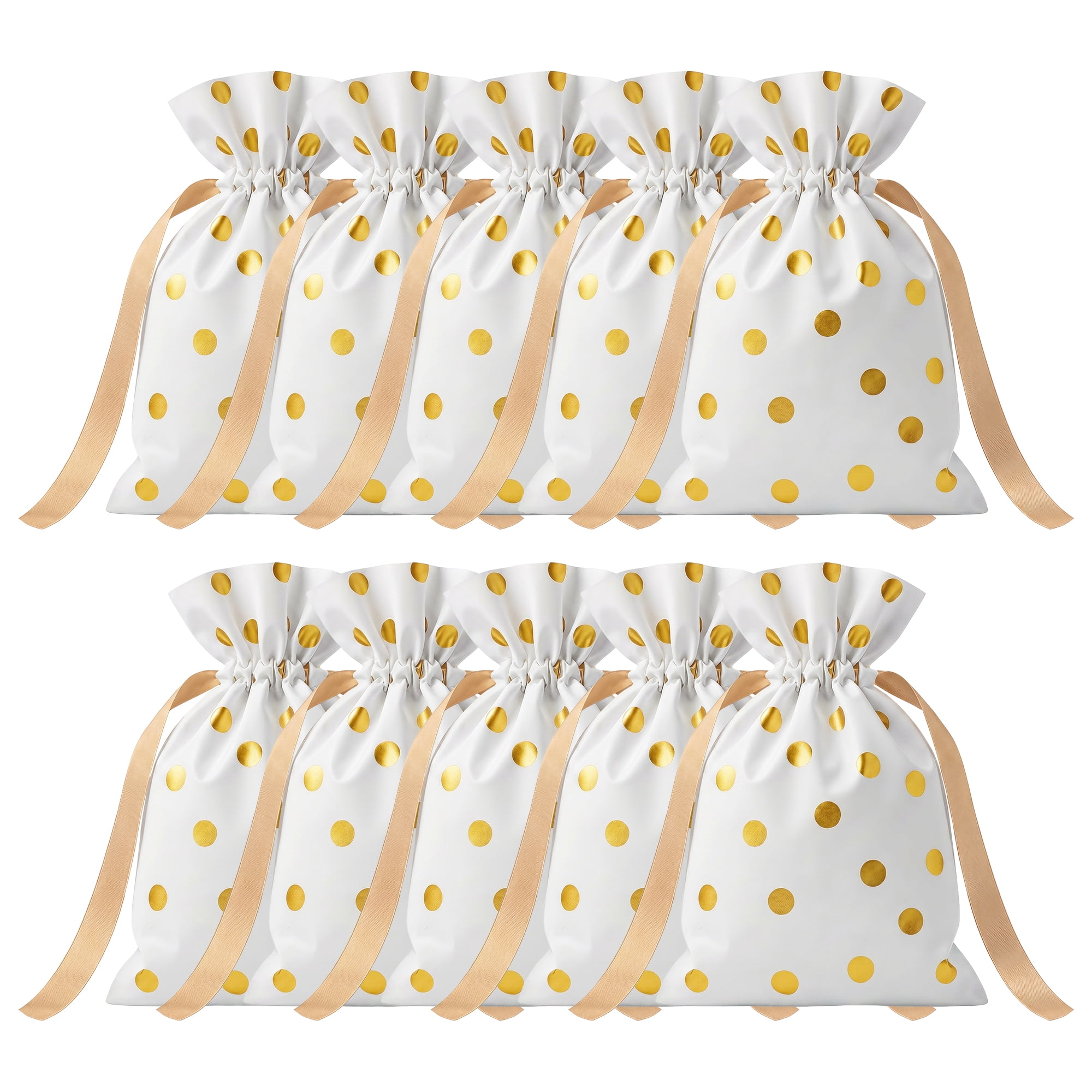 Unique Bargains 10Pcs Multi-Purpose Waterproof Gift Bags with Handles Gold 4.7" x 6.7"