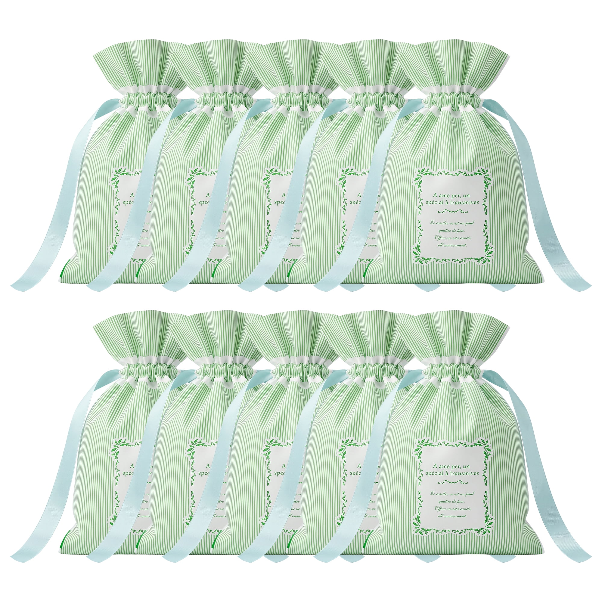 Unique Bargains 10Pcs Multi-Purpose Waterproof Gift Bags with Handles Green 4.7" x 6.7"