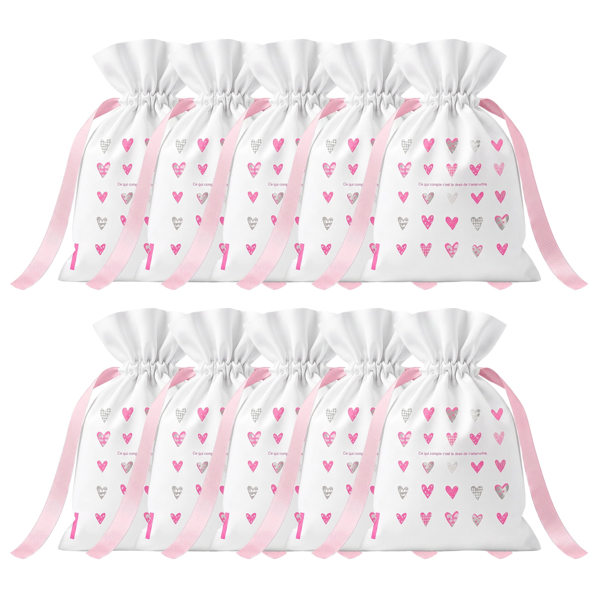 Unique Bargains 10Pcs Multi-Purpose Waterproof Gift Bags with Handles Pink 4.7" x 6.7"
