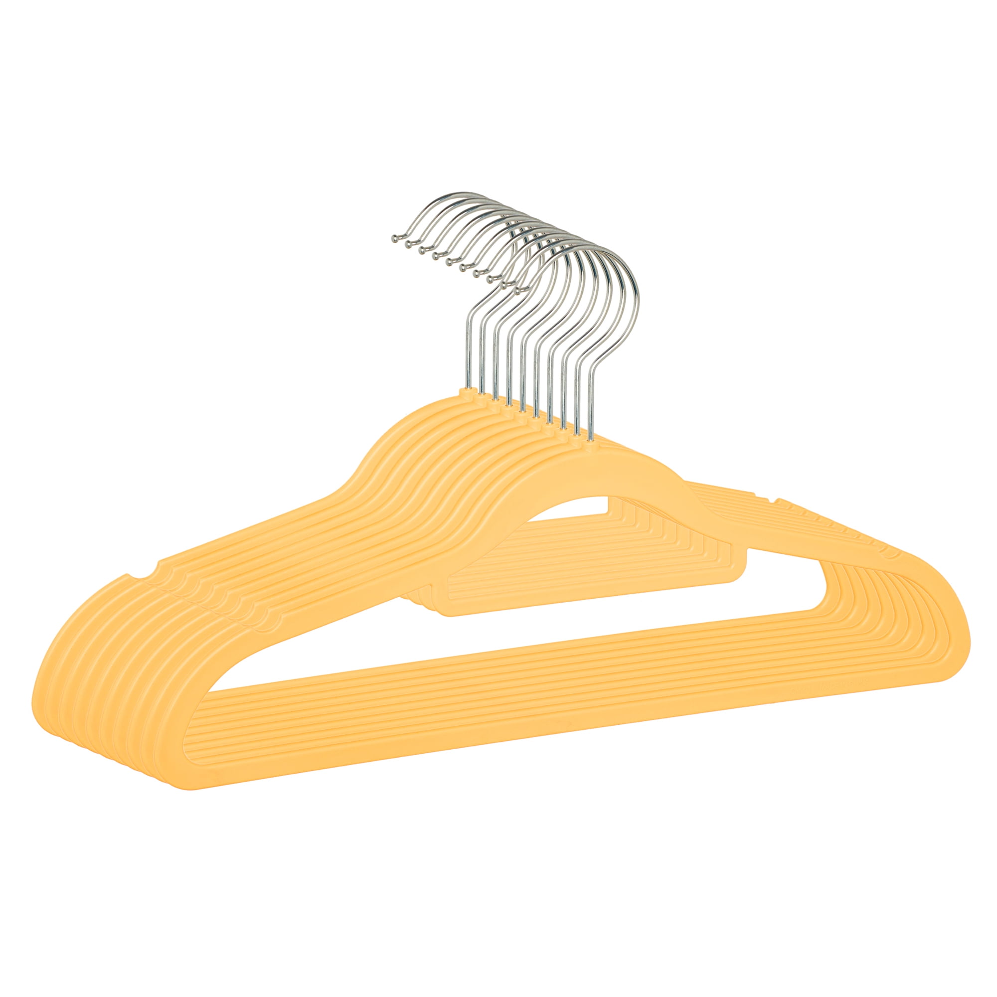 Unique Bargains 10Pcs Plastic Durable Hangers With Pinch Clips Light Yellow