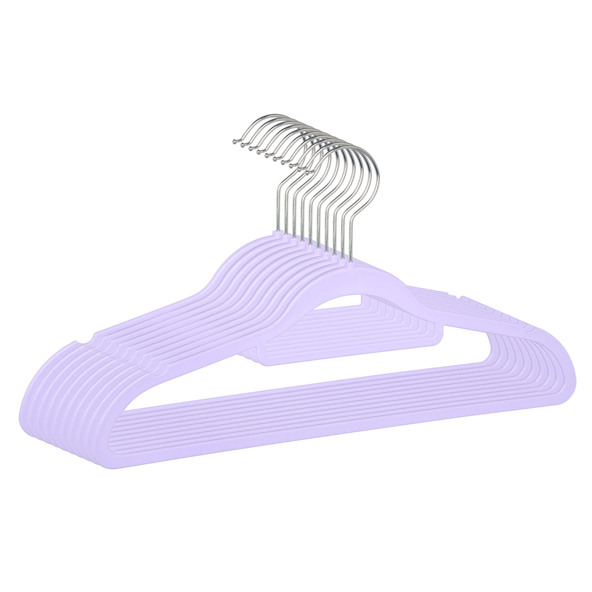 Unique Bargains 10Pcs Plastic Durable Hangers With Pinch Clips Purple