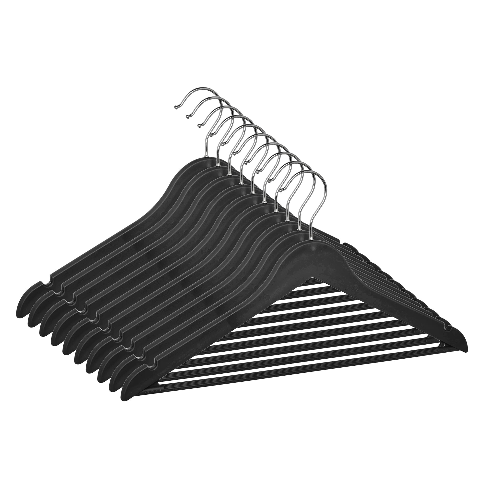 Unique Bargains 10Pcs Plastic Durable Space Saving Nonslip Hangers Black
