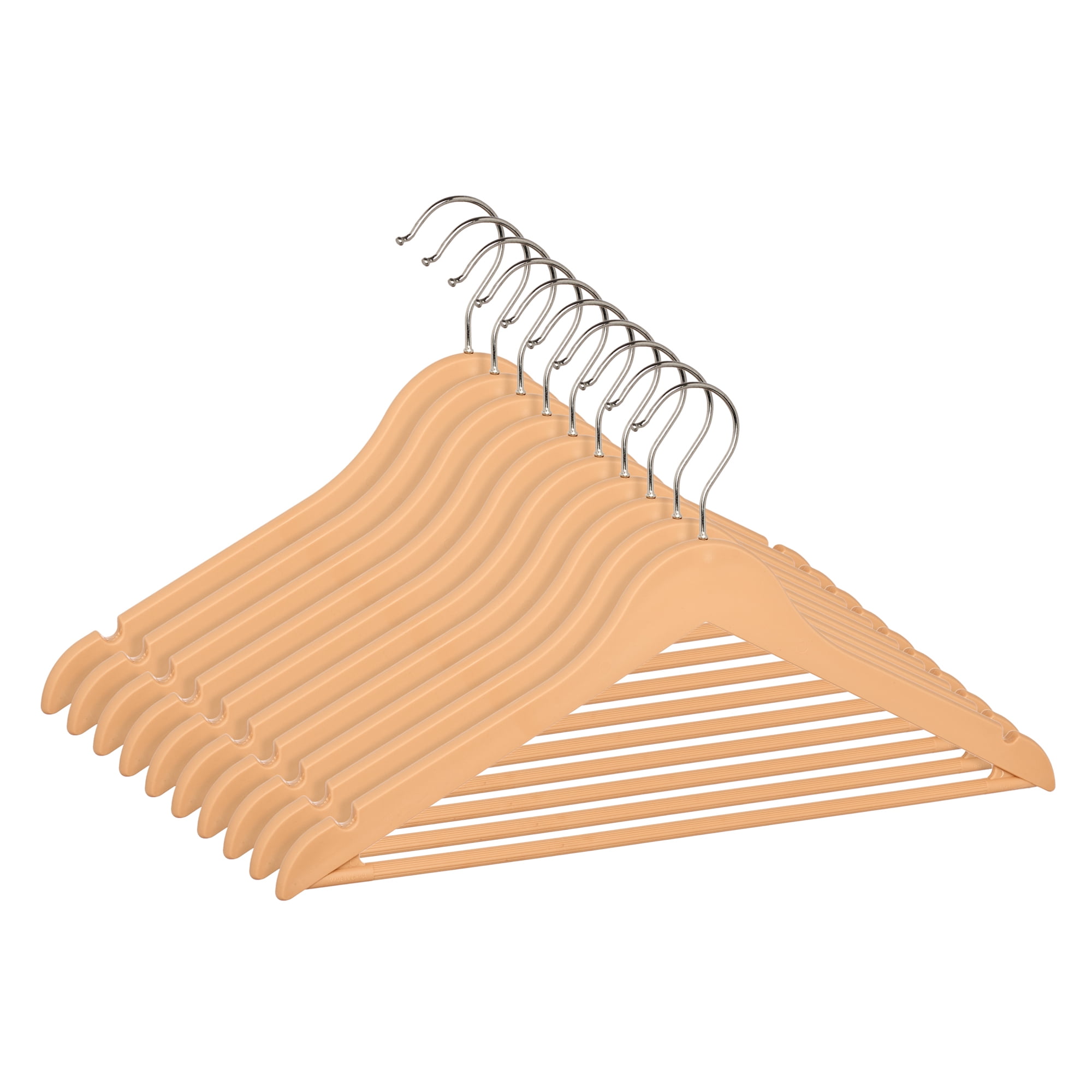 Unique Bargains 10Pcs Plastic Durable Space Saving Nonslip Hangers Brown