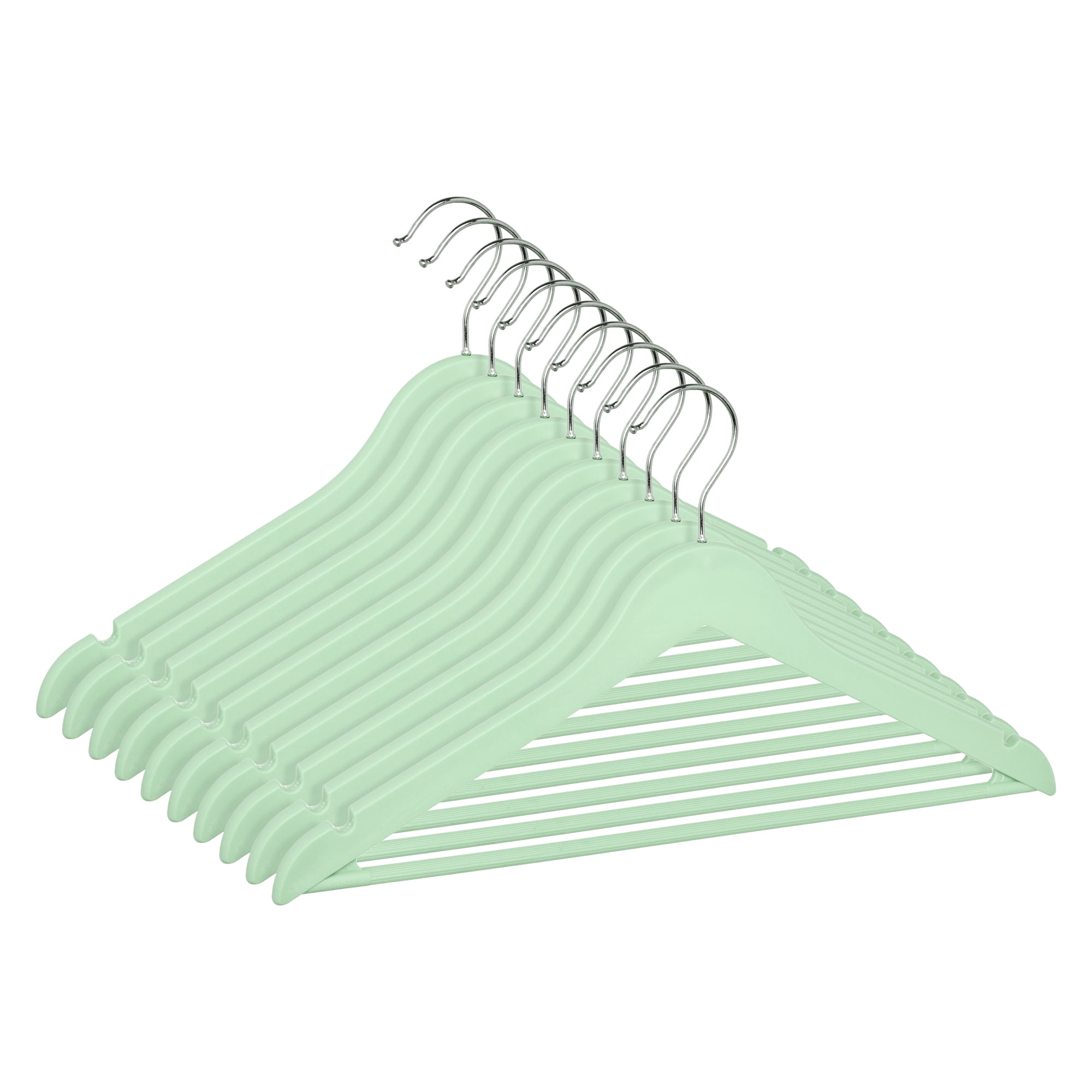Unique Bargains 10Pcs Plastic Durable Space Saving Nonslip Hangers Green