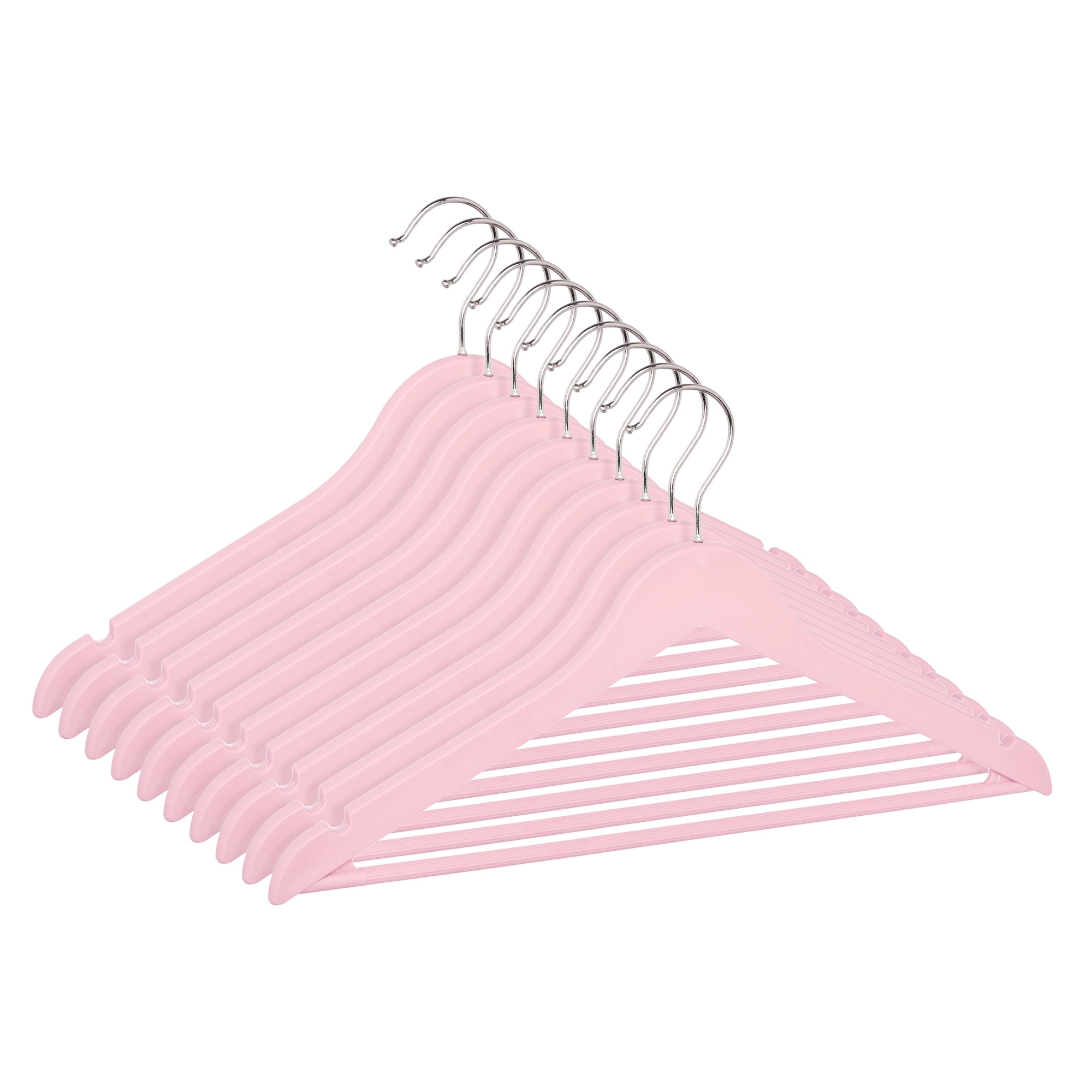 Unique Bargains 10Pcs Plastic Durable Space Saving Nonslip Hangers Pink