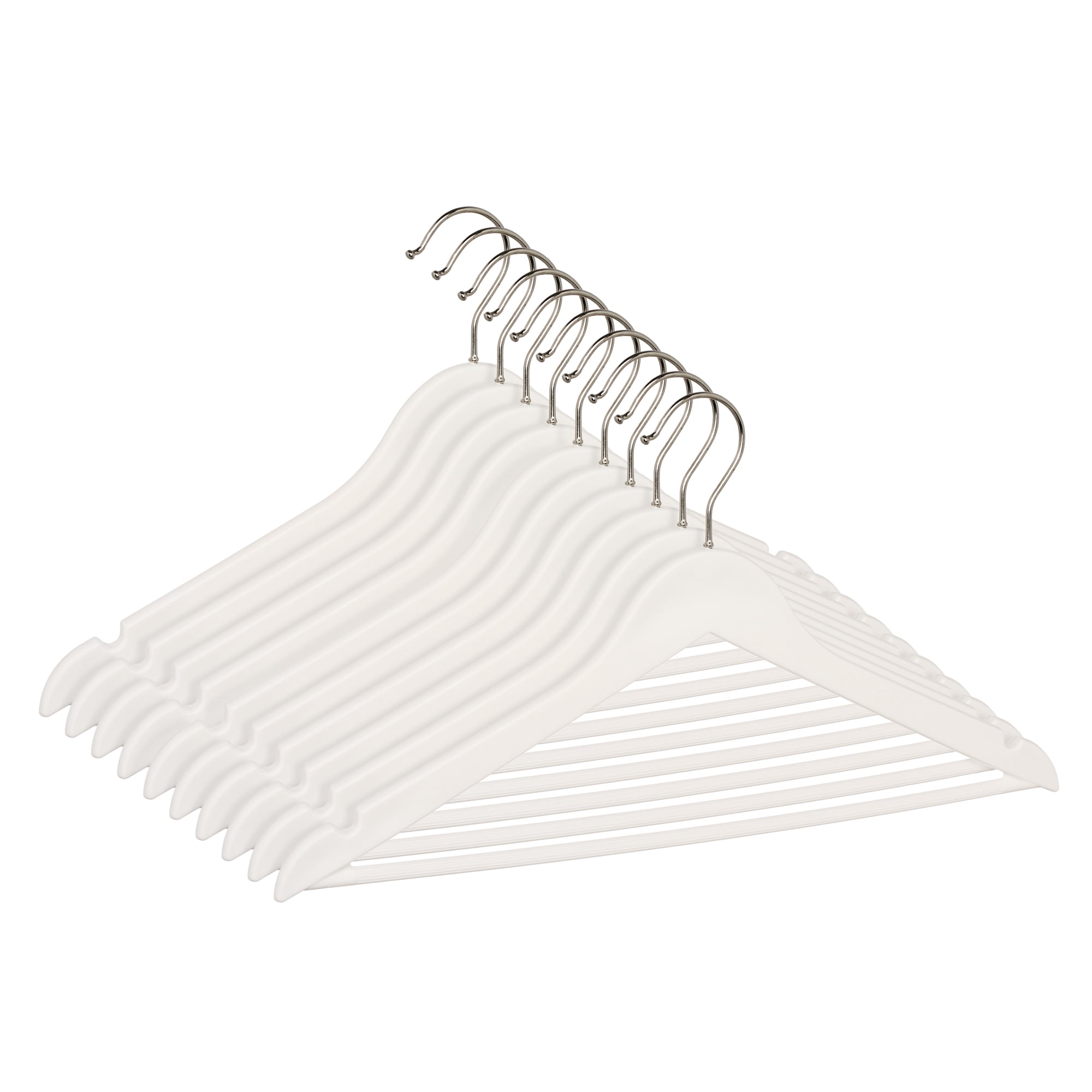 Unique Bargains 10Pcs Plastic Durable Space Saving Nonslip Hangers White