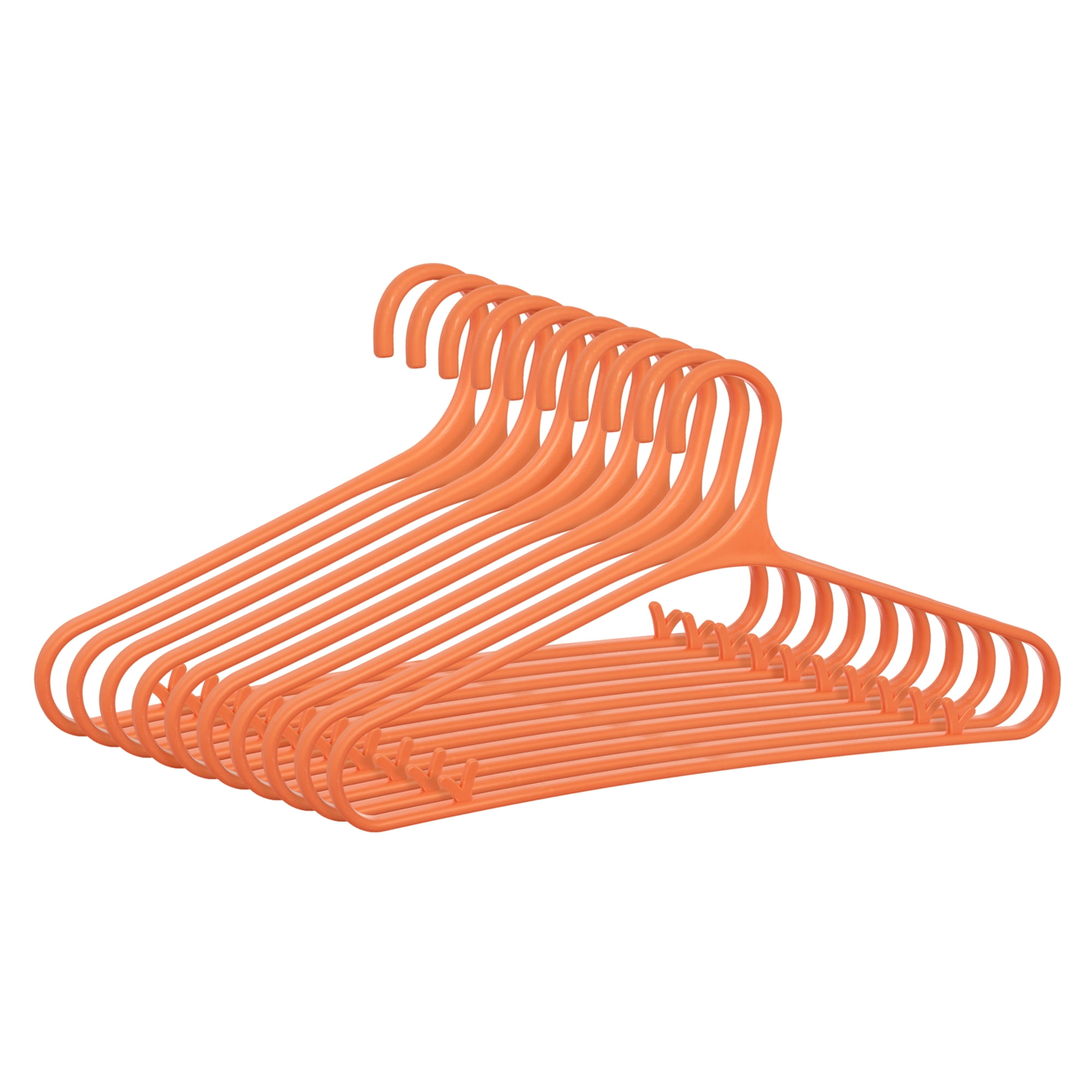 Unique Bargains 10Pcs Plastic Nonslip Hangers With Pinch Clips Orange