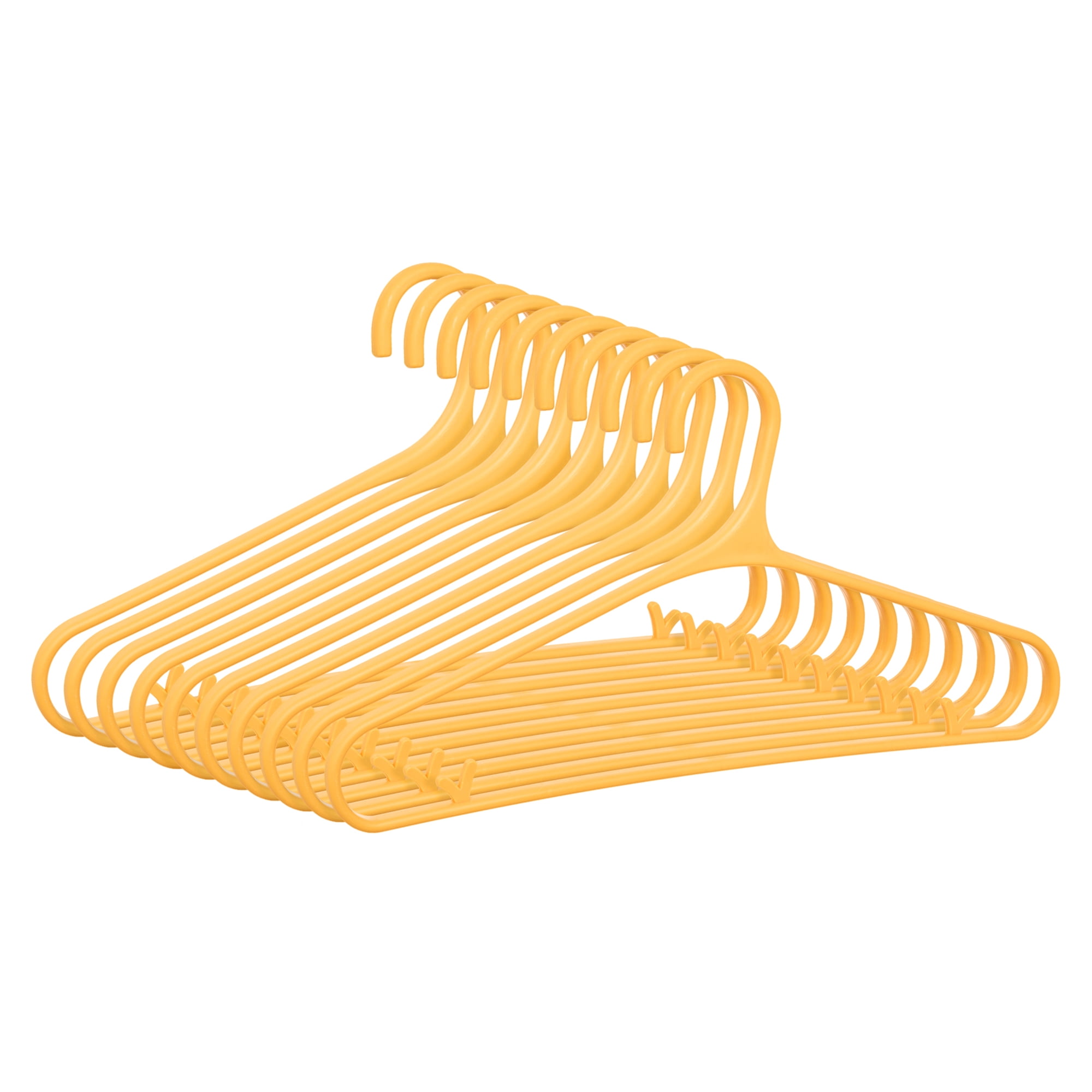 Unique Bargains 10Pcs Plastic Nonslip Hangers With Pinch Clips Yellow