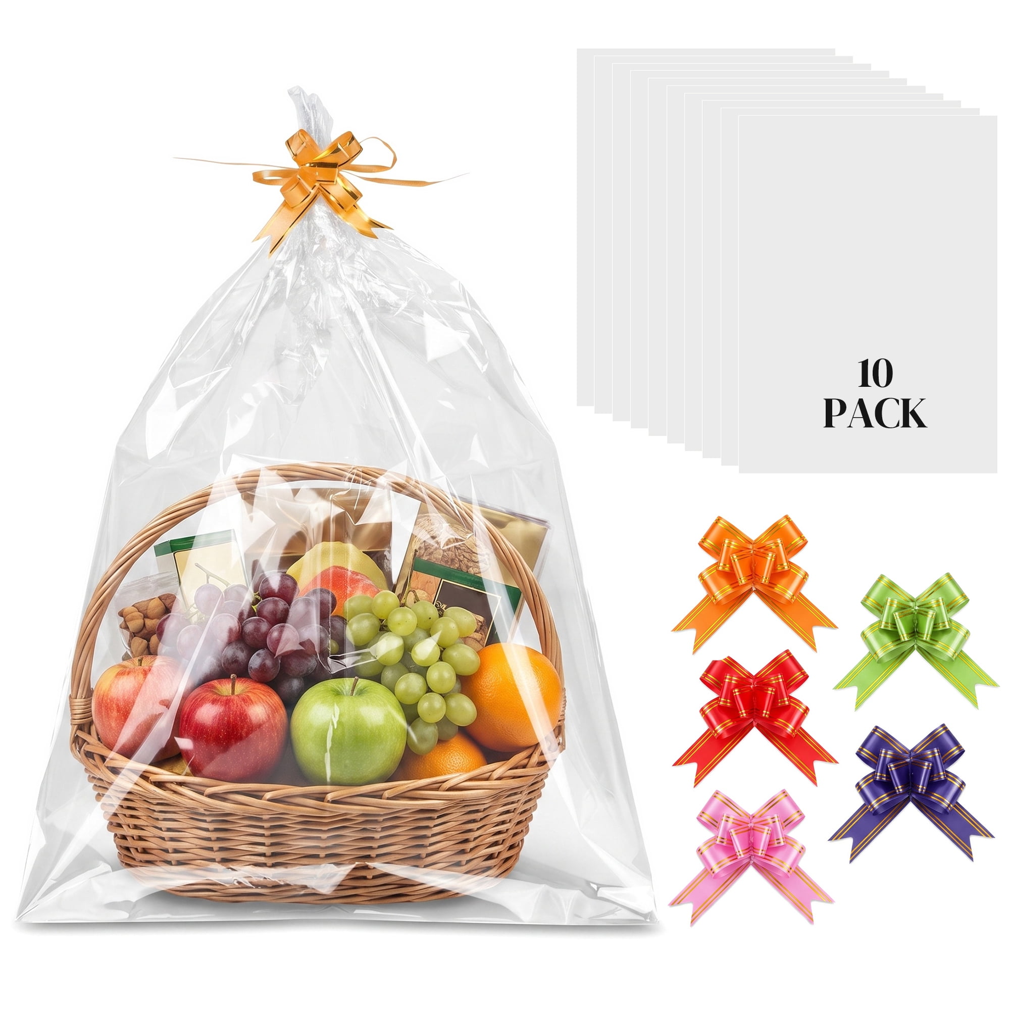 Unique Bargains 10Pcs Premium Present Bags for Gift Basket Clear 11.8" x 17.7"