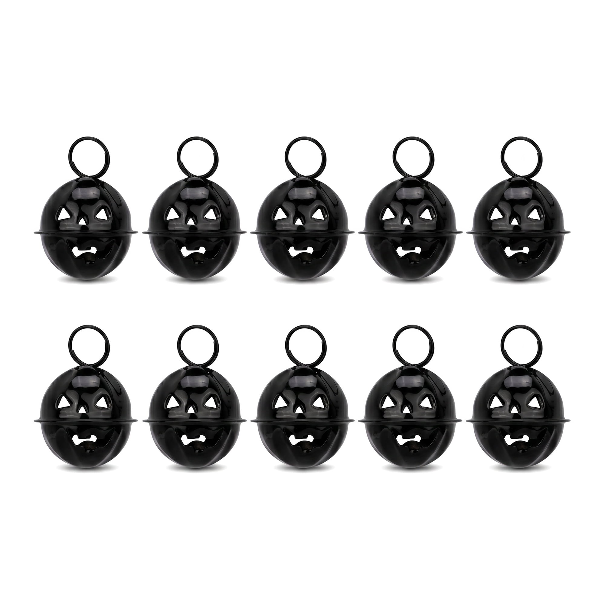 Unique Bargains 10Pcs Pumpkin Halloween Craft Round Bells Black Halloween Decor 0.9"L x 0.9"W x 0.9"H