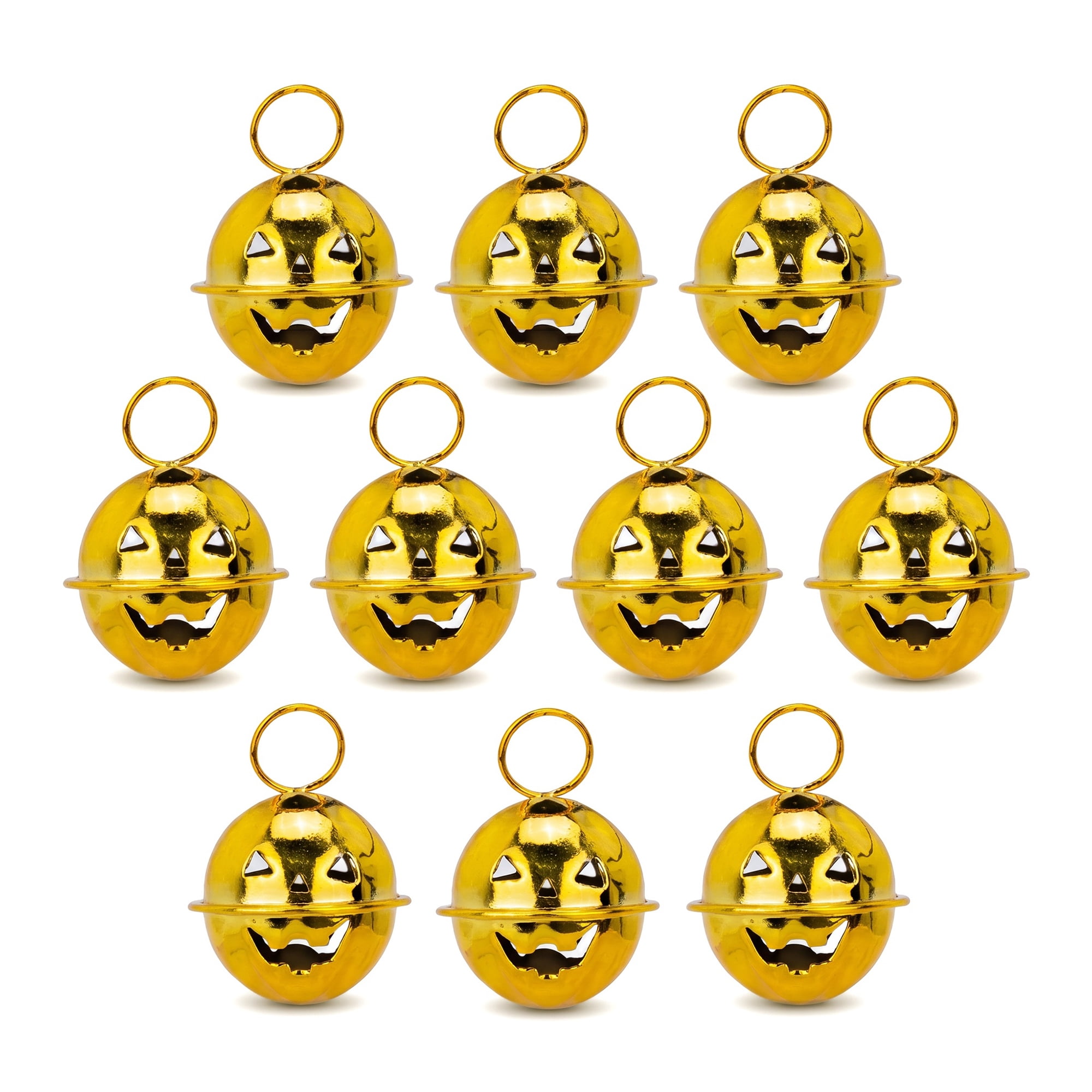 Unique Bargains 10Pcs Pumpkin Halloween Craft Round Bells Gold 0.9"L x 0.9"W x 0.9"H