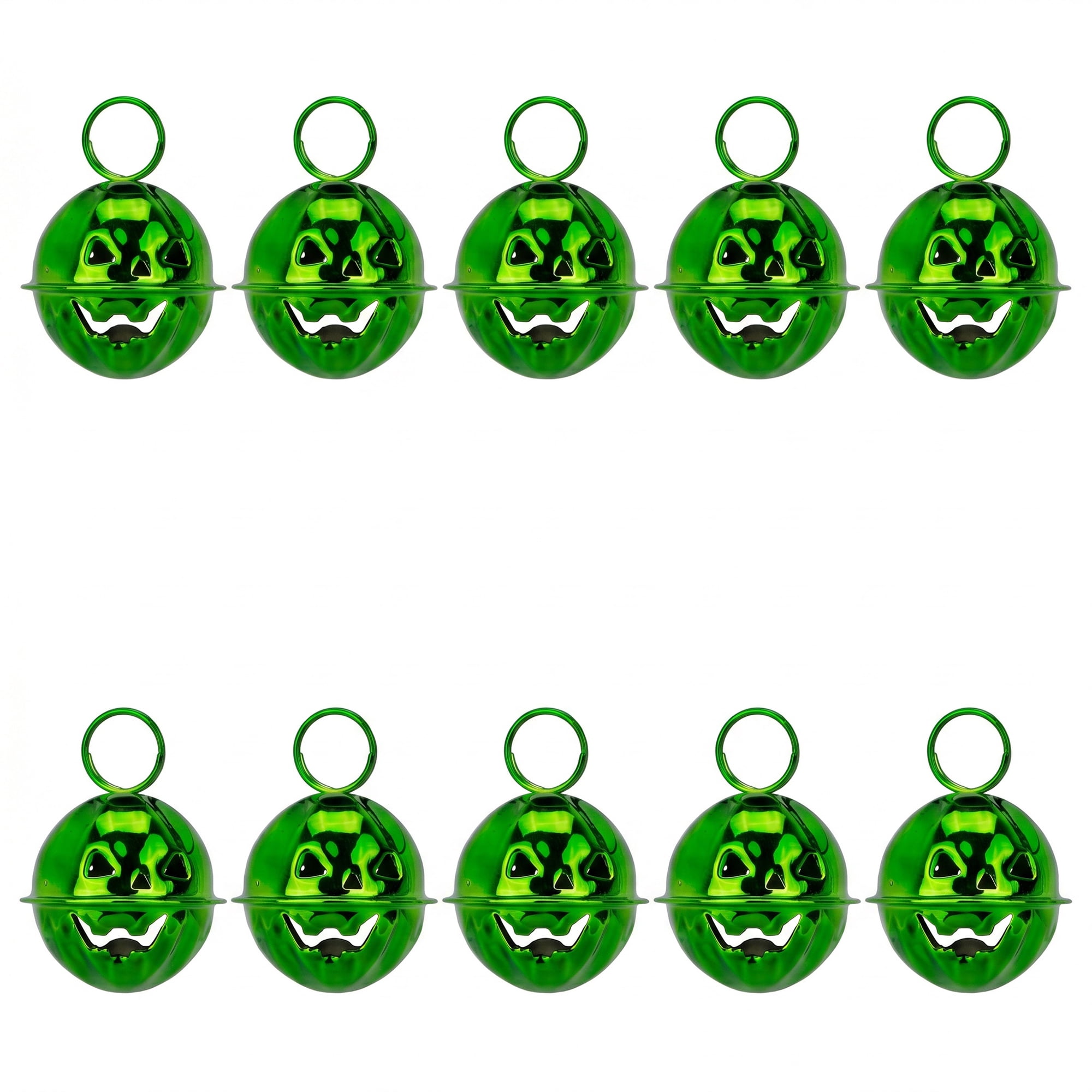 Unique Bargains 10Pcs Pumpkin Halloween Craft Round Bells Green 0.9"L x 0.9"W x 0.9"H