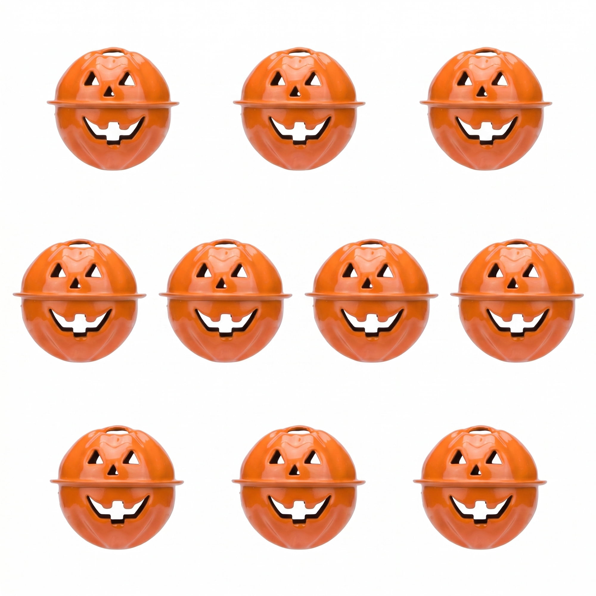 Unique Bargains 10Pcs Pumpkin Halloween Craft Round Bells Orange 1.2" x 1.2" x 1.2"