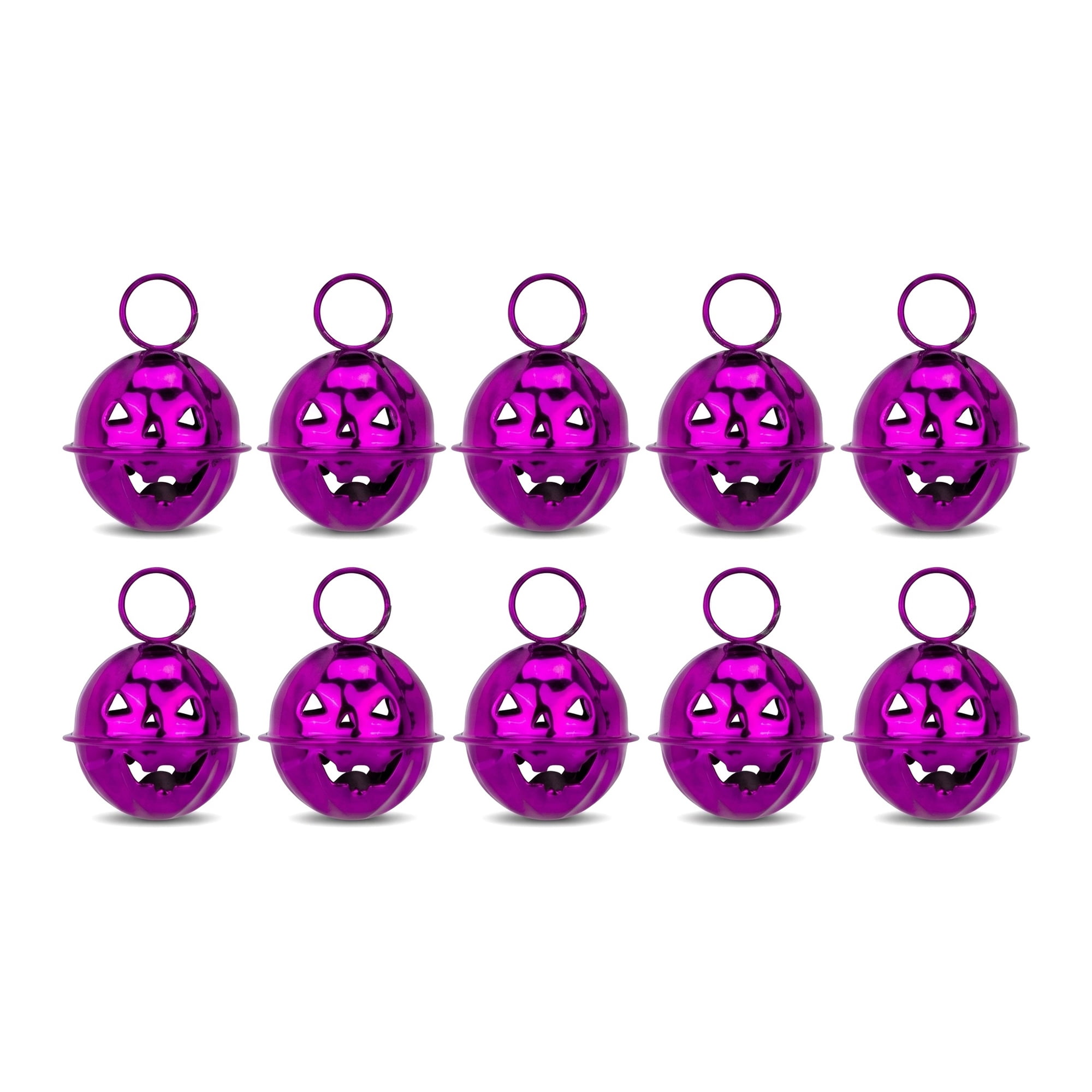 Unique Bargains 10Pcs Pumpkin Halloween Craft Round Bells Purple Halloween Decor 0.9"L x 0.9"W x 0.9"H