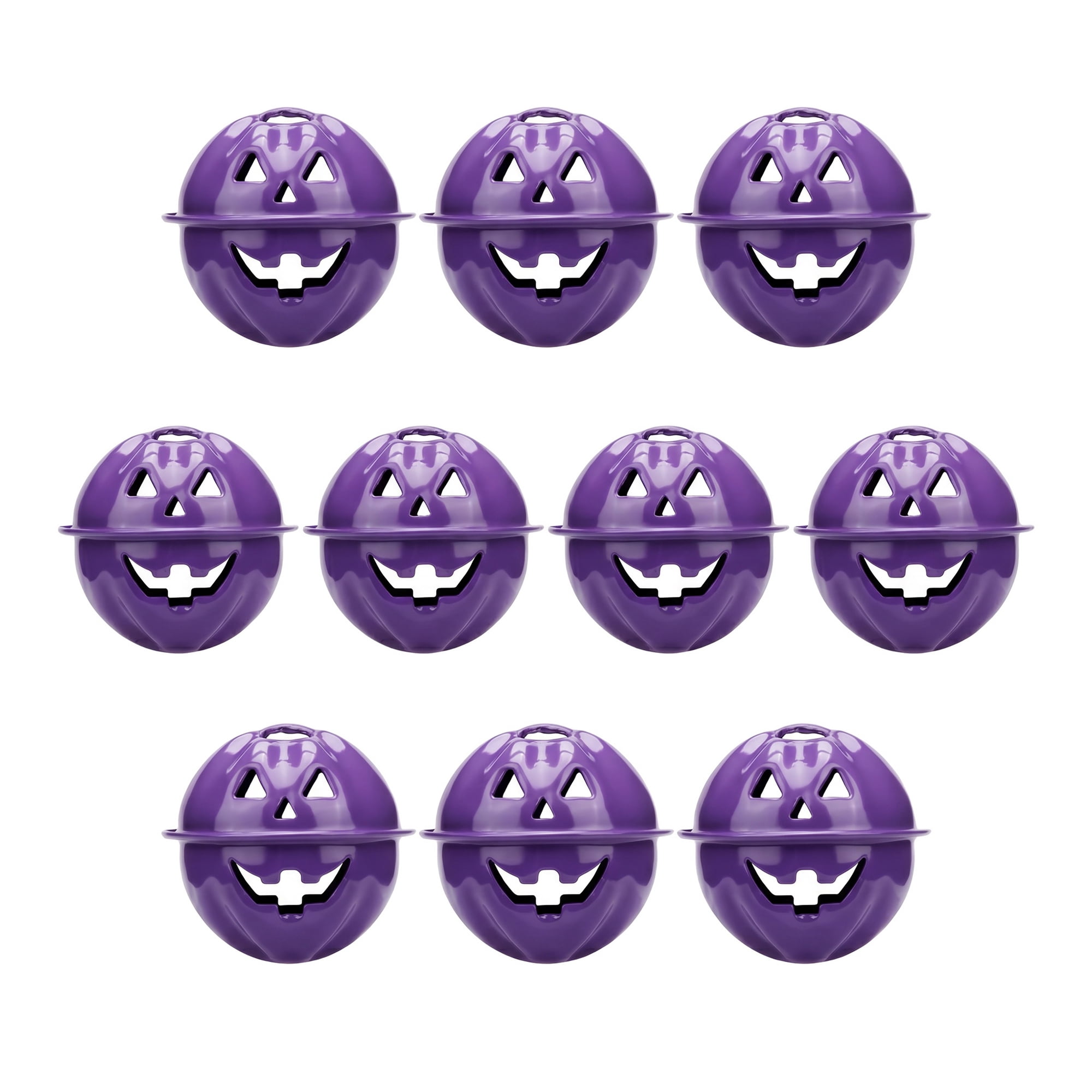 Unique Bargains 10Pcs Pumpkin Halloween Craft Round Bells Purple 1.2" x 1.2" x 1.2"