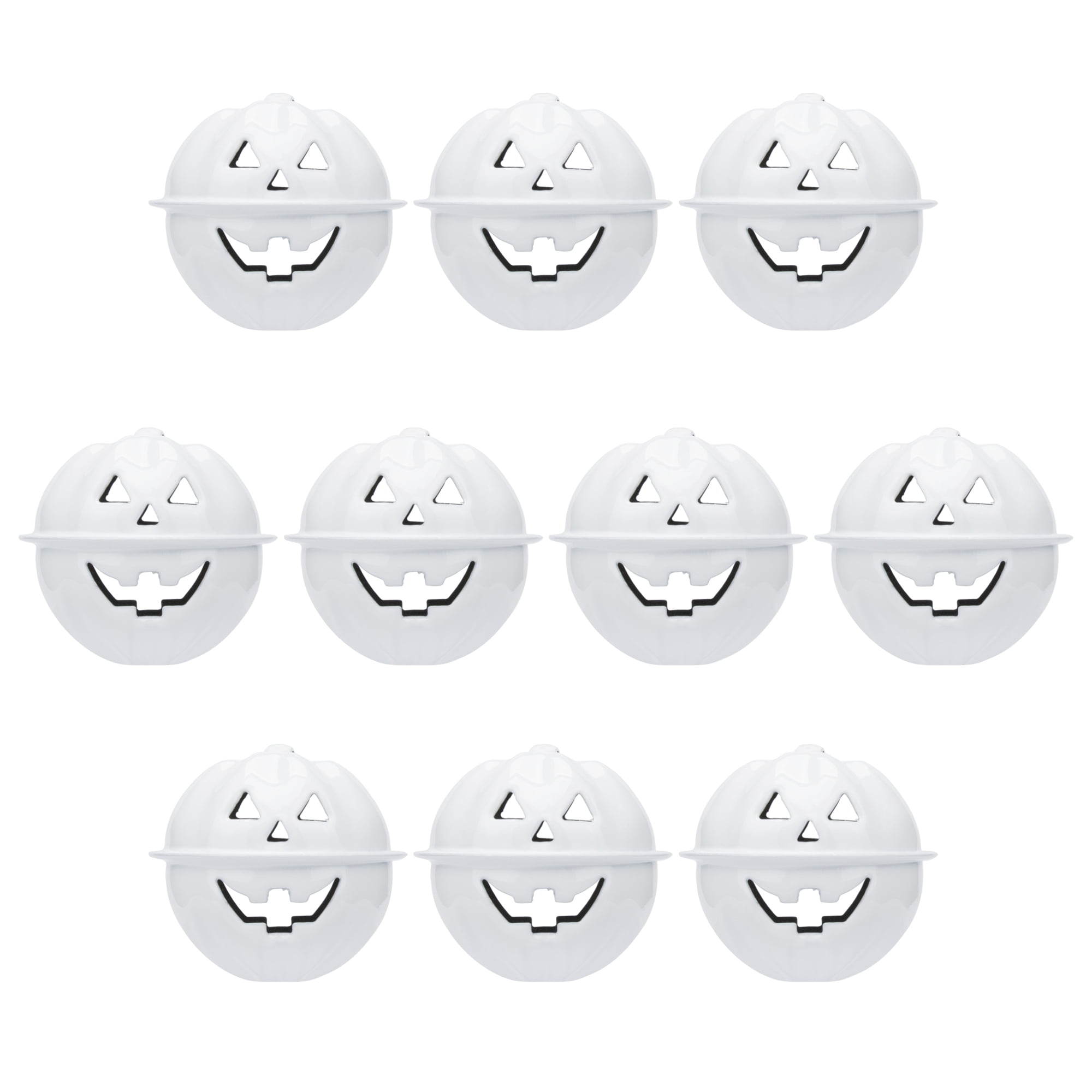 Unique Bargains 10Pcs Pumpkin Halloween Craft Round Bells White 1.2" x 1.2" x 1.2"