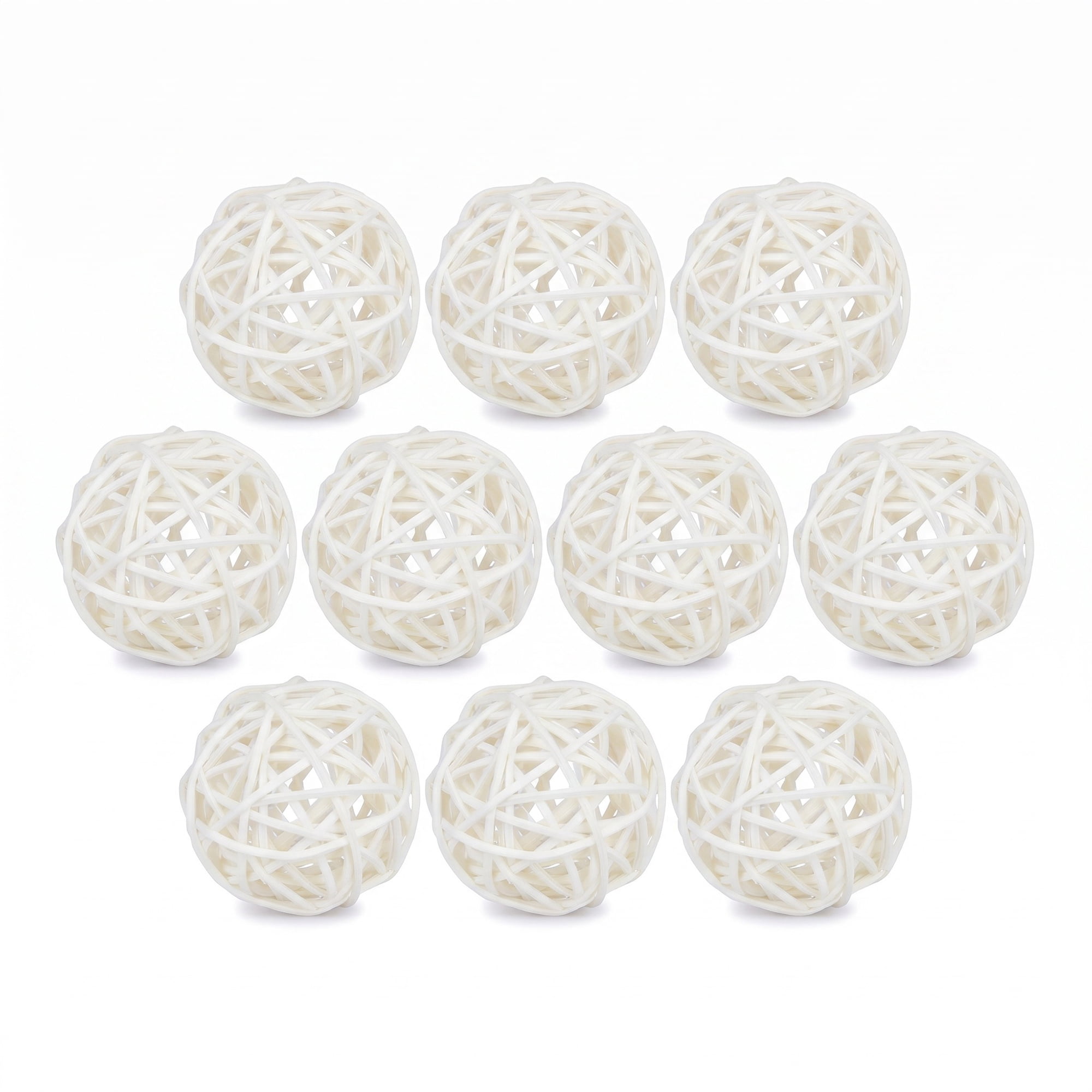Unique Bargains 10Pcs Rattan Balls for Lights Wicker Spheres Orbs Beige 2"x2"x2"