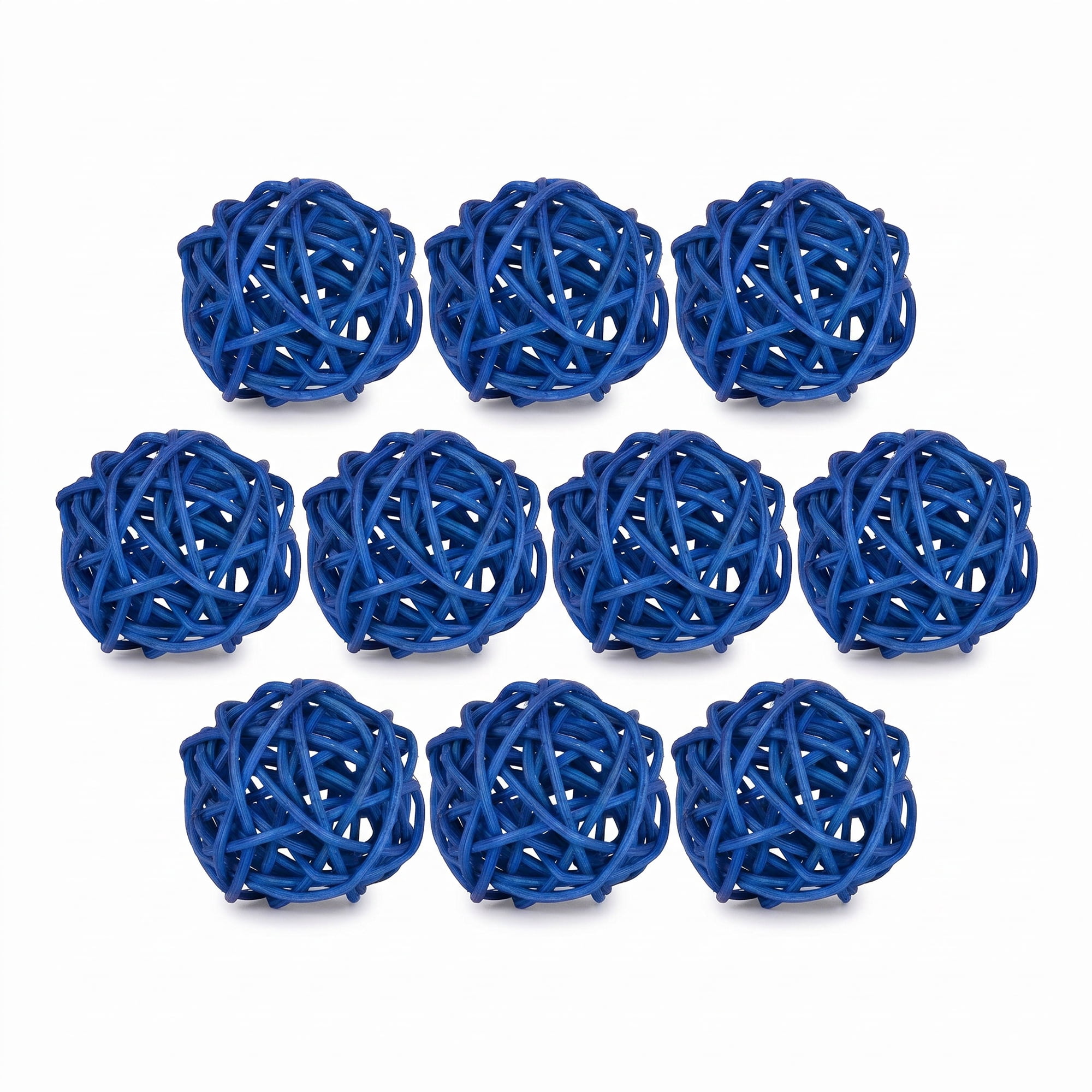 Unique Bargains 10Pcs Rattan Balls for Lights Wicker Spheres Orbs Blue 2"x2"x2"