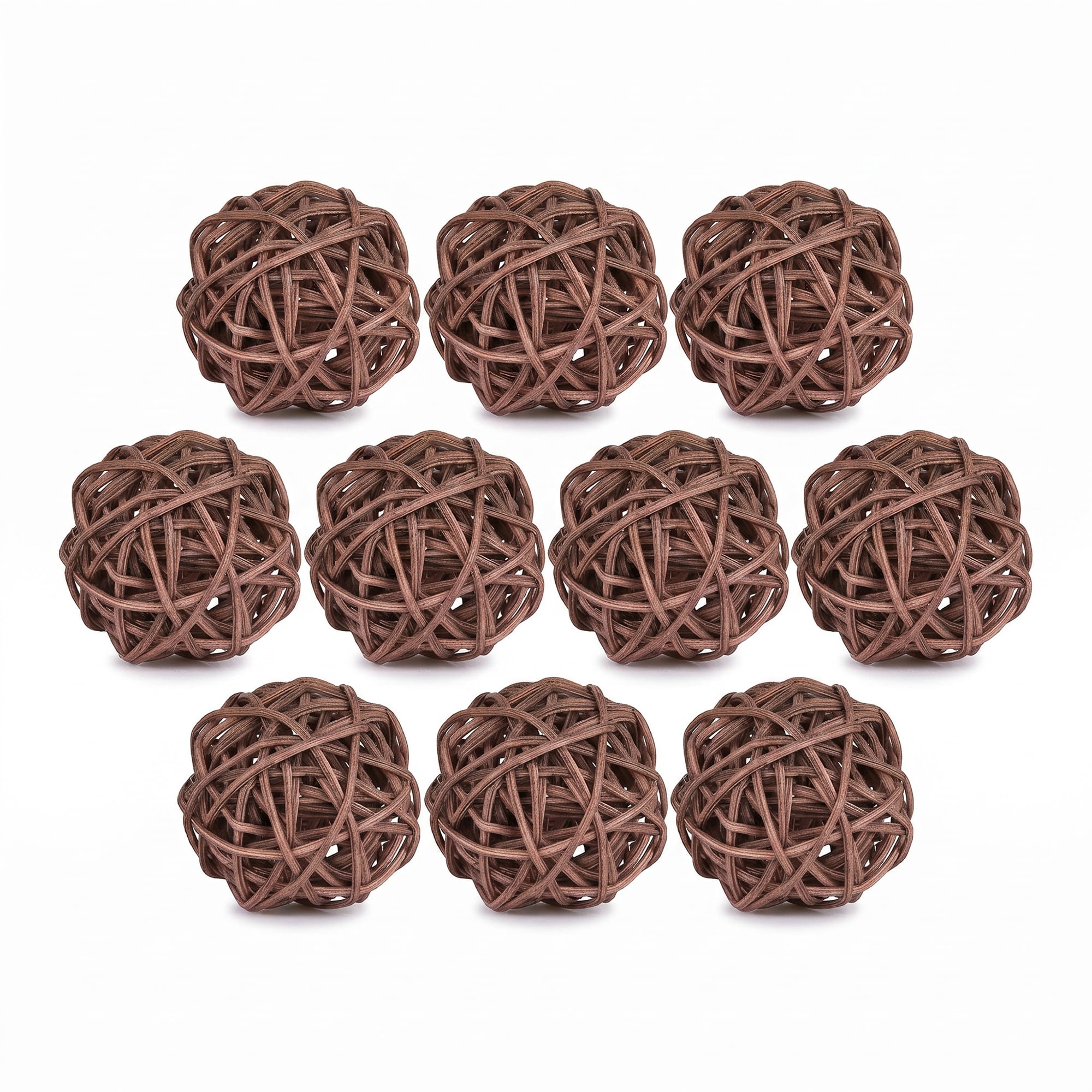 Unique Bargains 10Pcs Rattan Balls for Lights Wicker Spheres Orbs Brown 2"x2"x2"