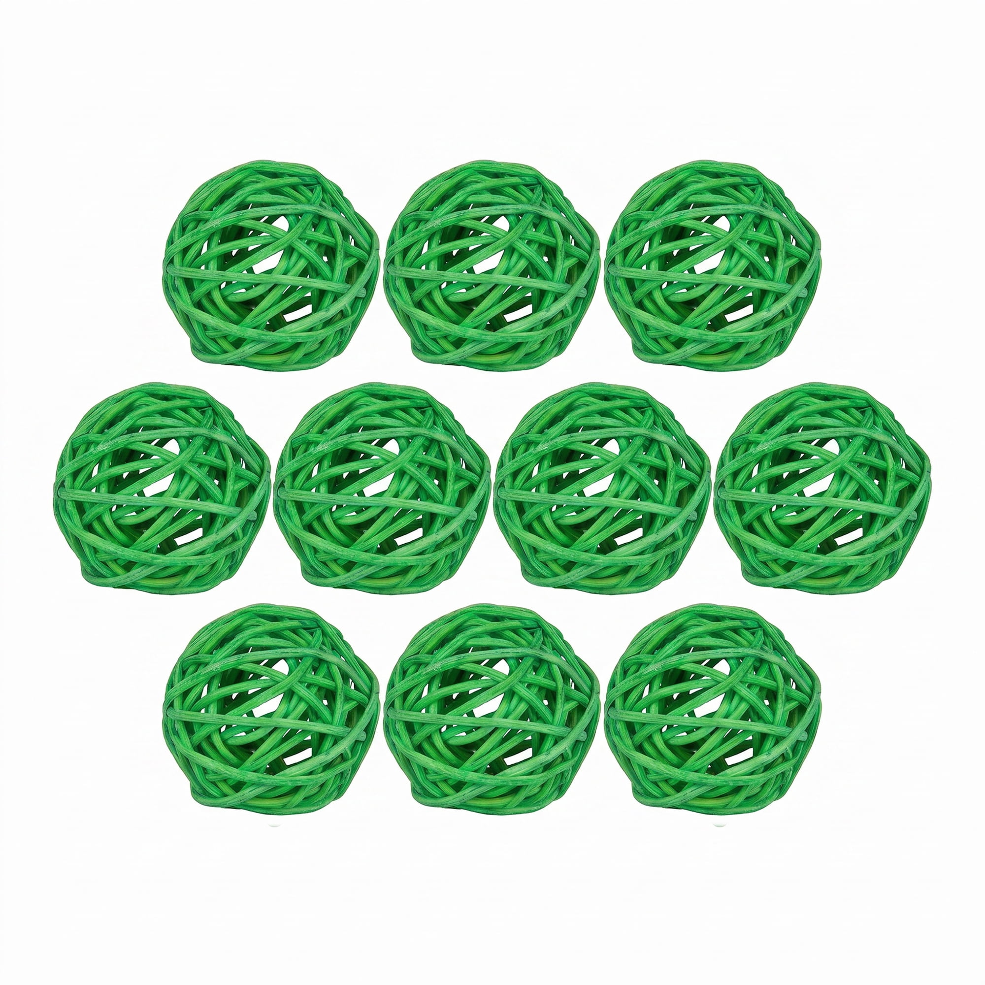 Unique Bargains 10Pcs Rattan Balls for Lights Wicker Spheres Orbs Green 2"x2"x2"