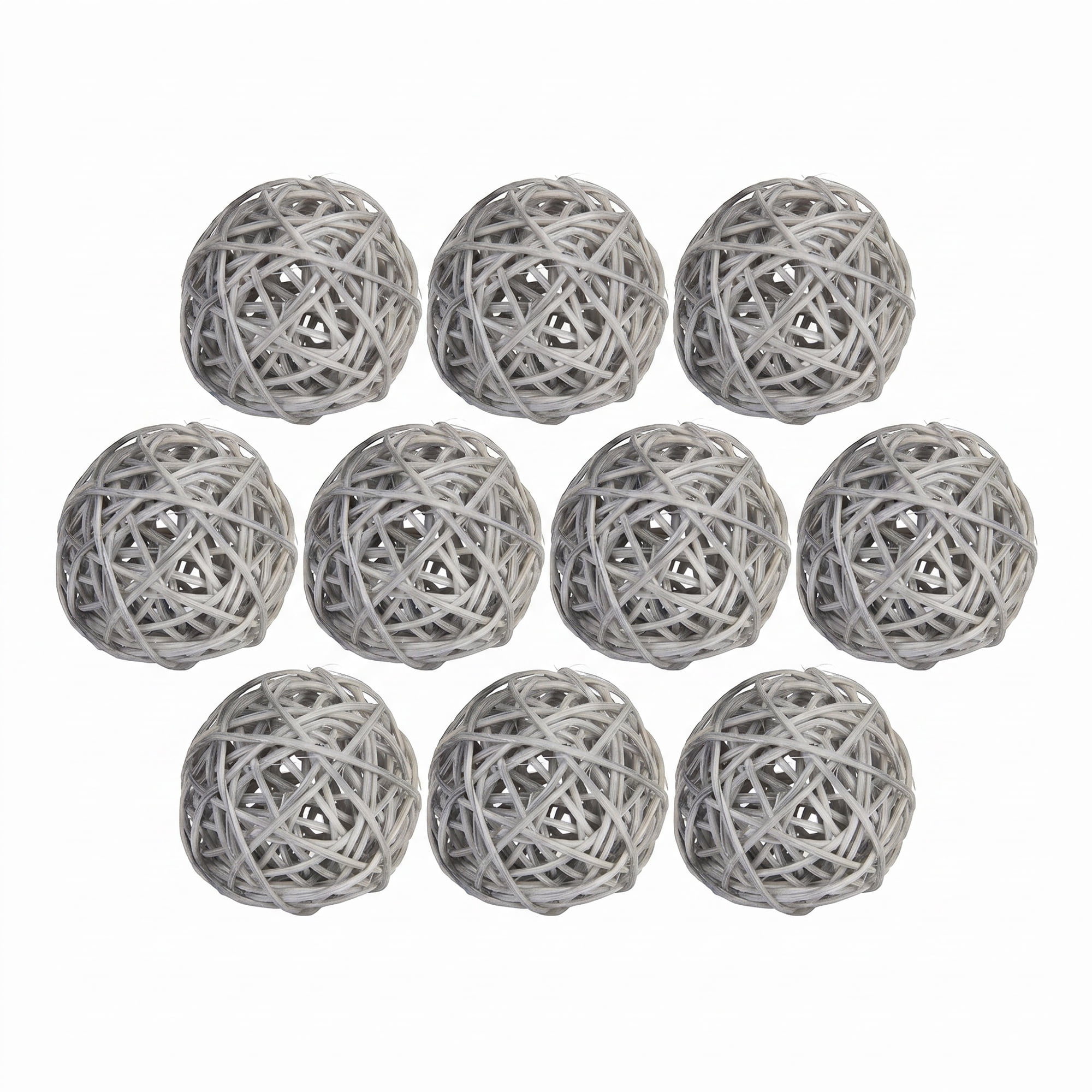 Unique Bargains 10Pcs Rattan Balls for Lights Wicker Spheres Orbs Grey 2"x2"x2"