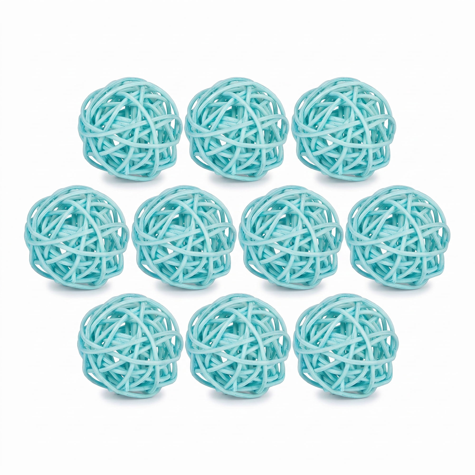 Unique Bargains 10Pcs Rattan Balls for Lights Wicker Spheres Orbs Light Blue 2"x2"x2"