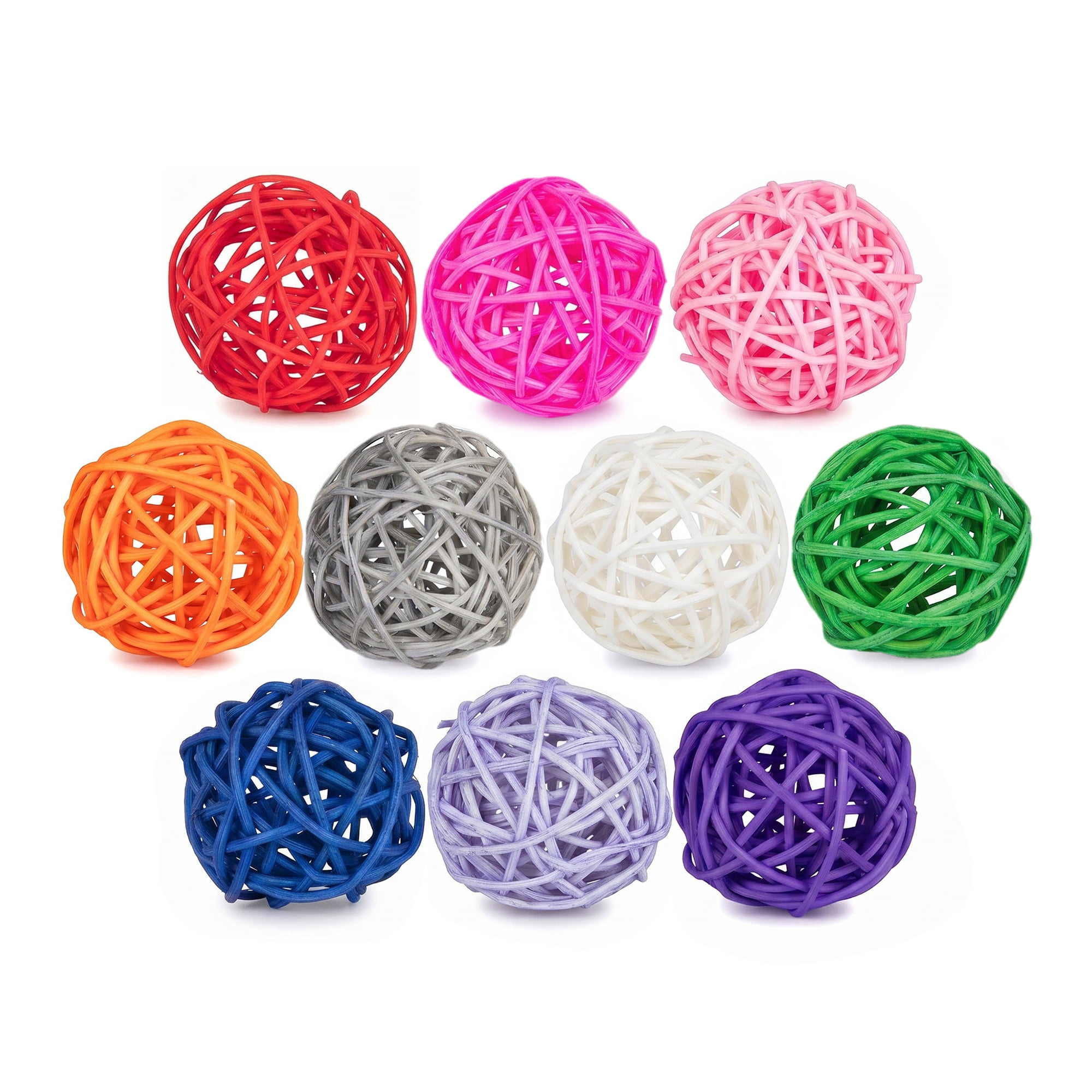 Unique Bargains 10Pcs Rattan Balls for Lights Wicker Spheres Orbs Multicolor 2"x2"x2"