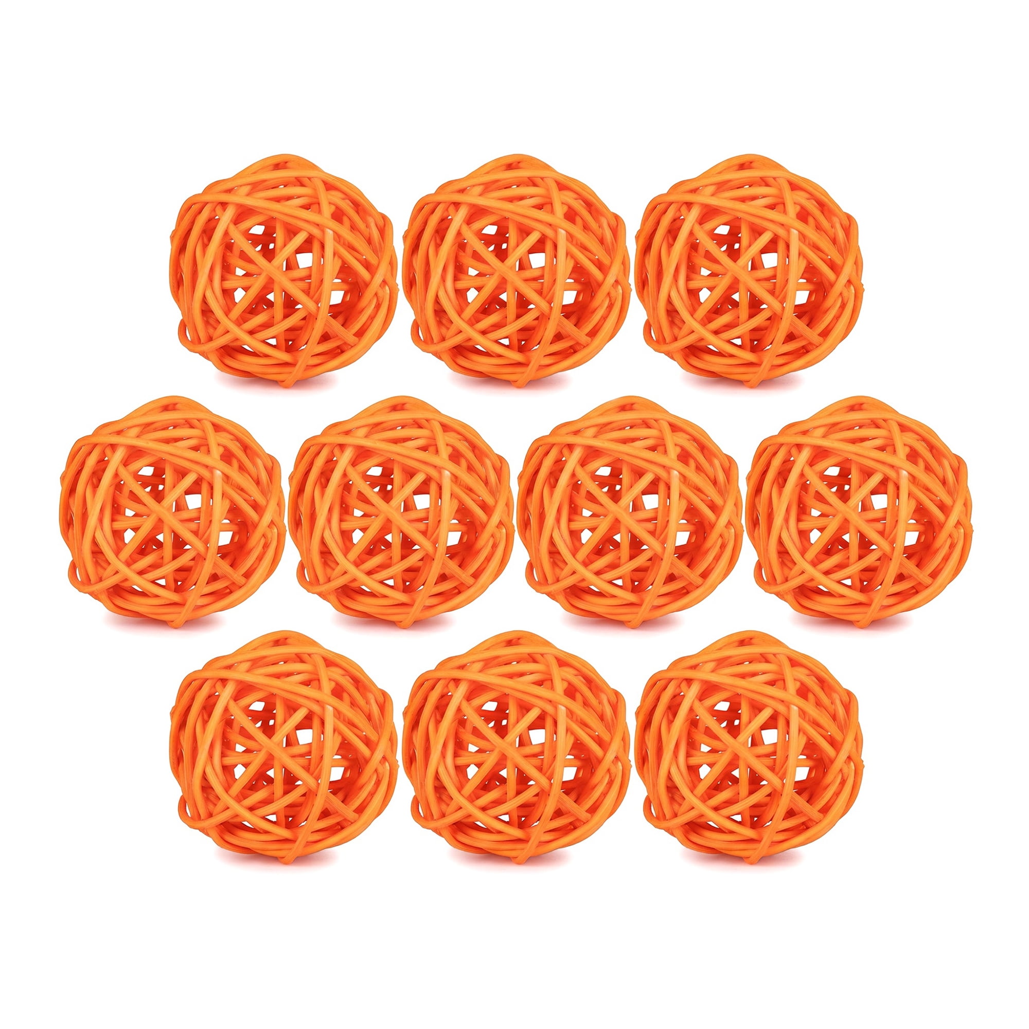 Unique Bargains 10Pcs Rattan Balls for Lights Wicker Spheres Orbs Orange 2"x2"x2"