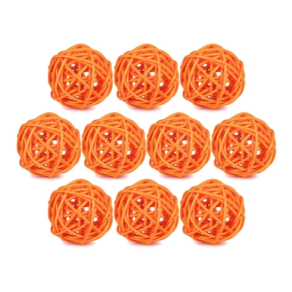 Unique Bargains 10Pcs Rattan Balls for Lights Wicker Spheres Orbs Orange 2"x2"x2"