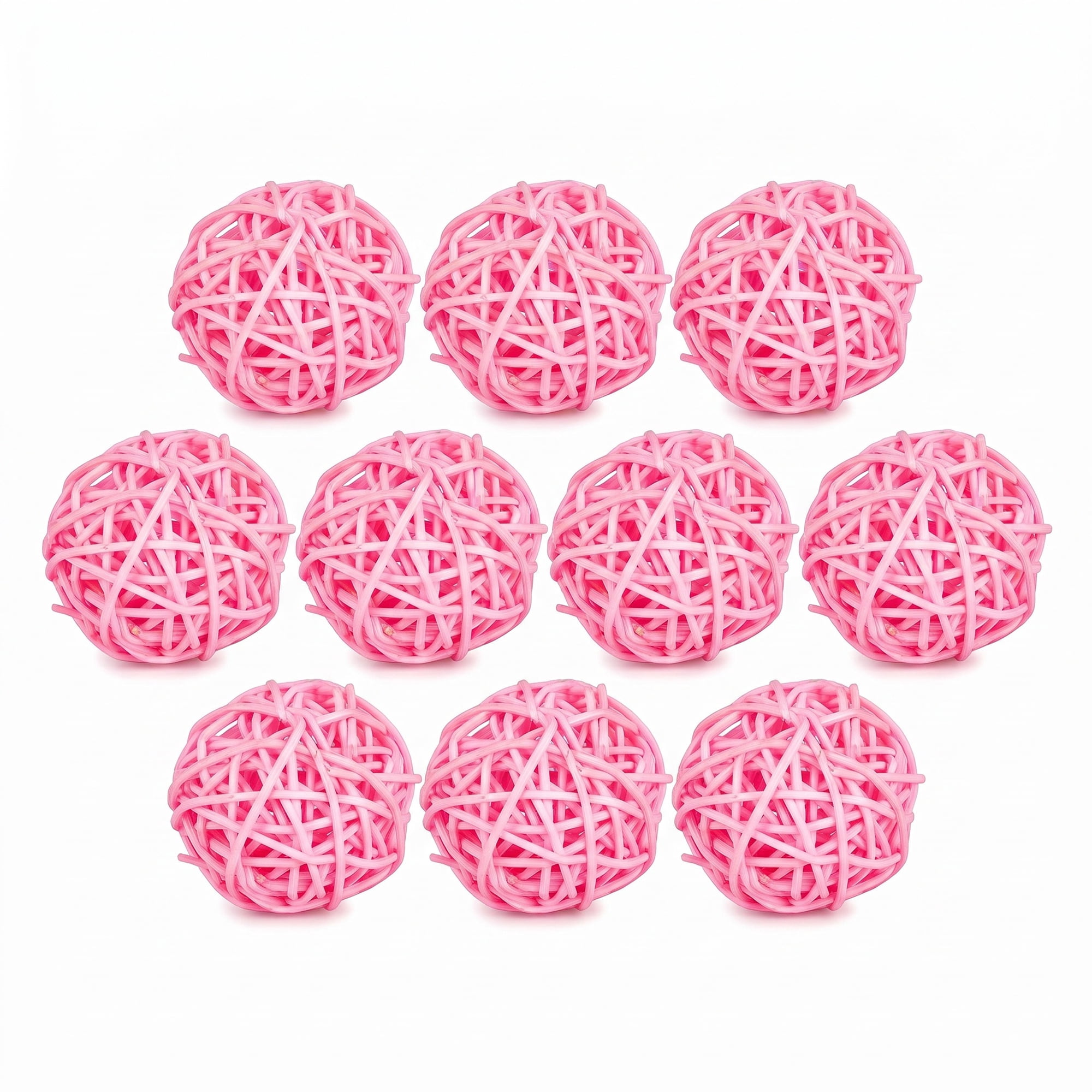 Unique Bargains 10Pcs Rattan Balls for Lights Wicker Spheres Orbs Pink 2"x2"x2"