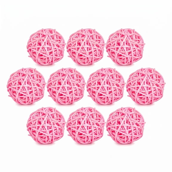 Unique Bargains 10Pcs Rattan Balls for Lights Wicker Spheres Orbs Pink 2"x2"x2"
