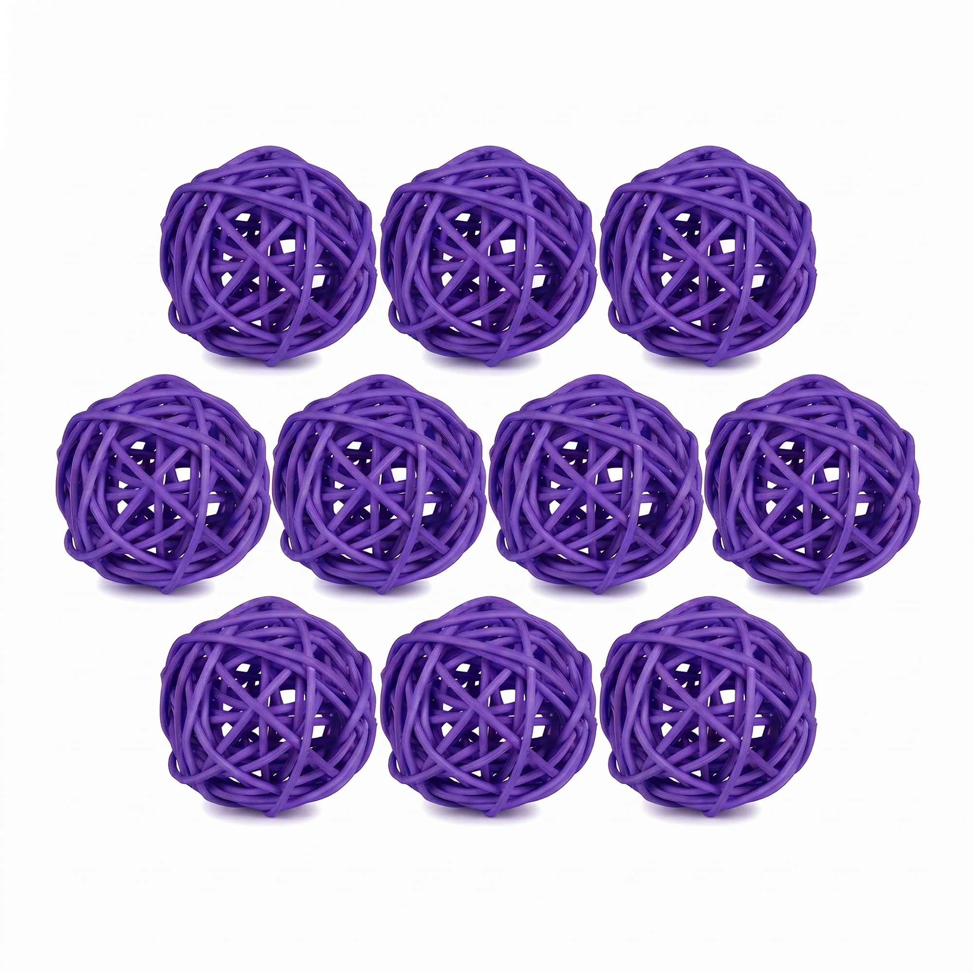 Unique Bargains 10Pcs Rattan Balls for Lights Wicker Spheres Orbs Purple 2"x2"x2"