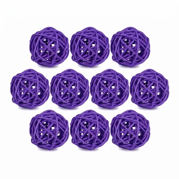 Unique Bargains 10Pcs Rattan Balls for Lights Wicker Spheres Orbs Purple 2"x2"x2"