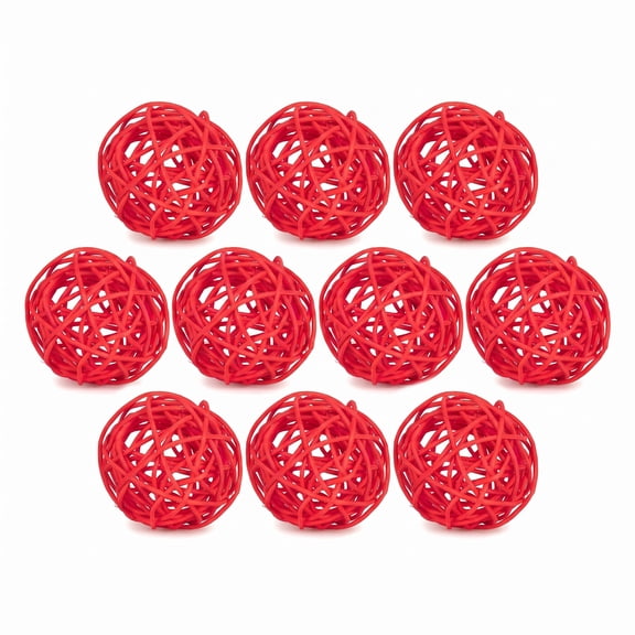 Unique Bargains 10Pcs Rattan Balls for Lights Wicker Spheres Orbs Red 2"x2"x2"