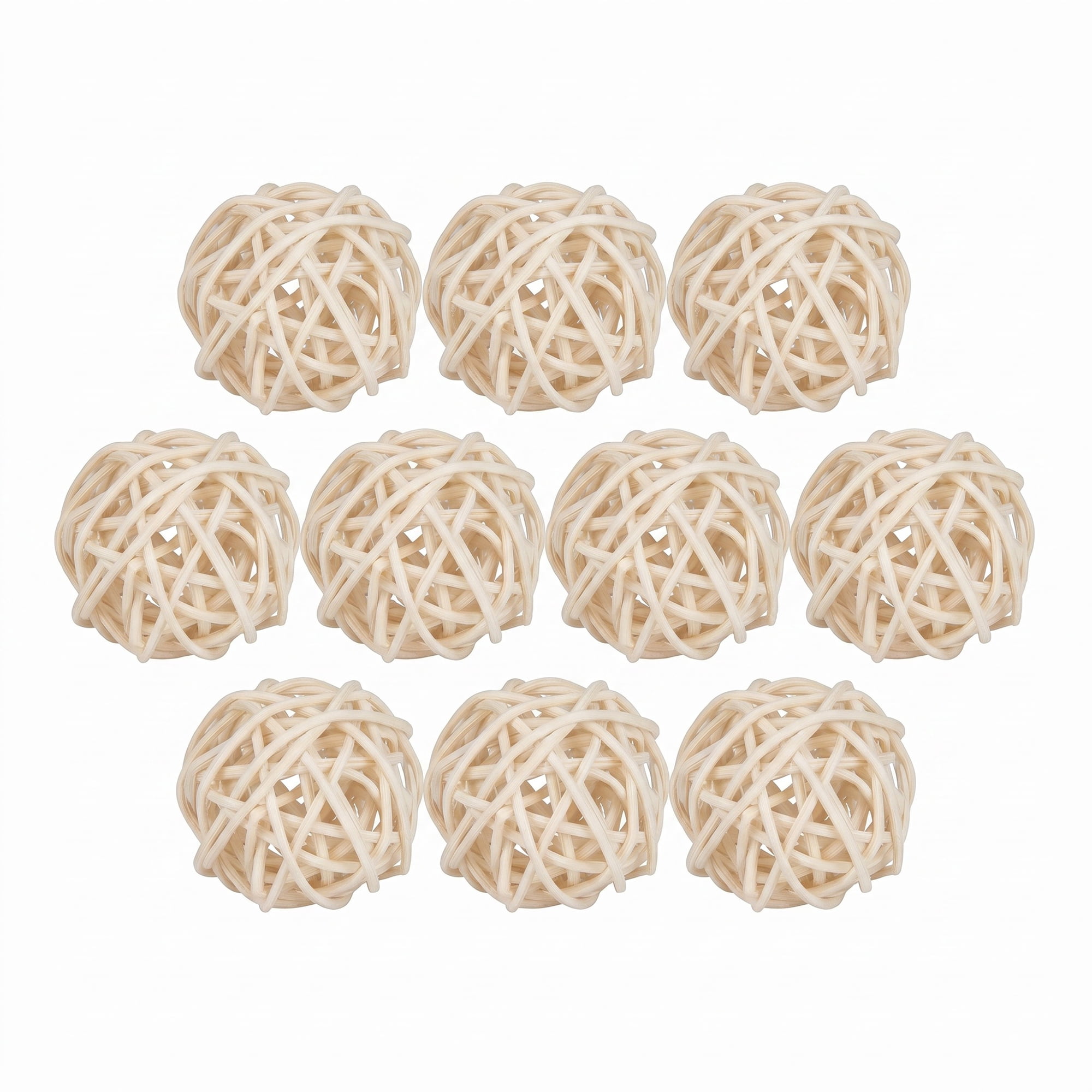 Unique Bargains 10Pcs Rattan Balls for Lights Wicker Spheres Orbs White 2"x2"x2"