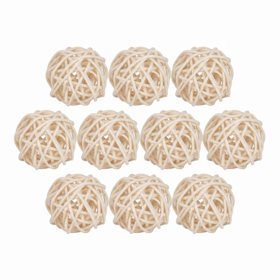 Unique Bargains 10Pcs Rattan Balls for Lights Wicker Spheres Orbs White 2"x2"x2"
