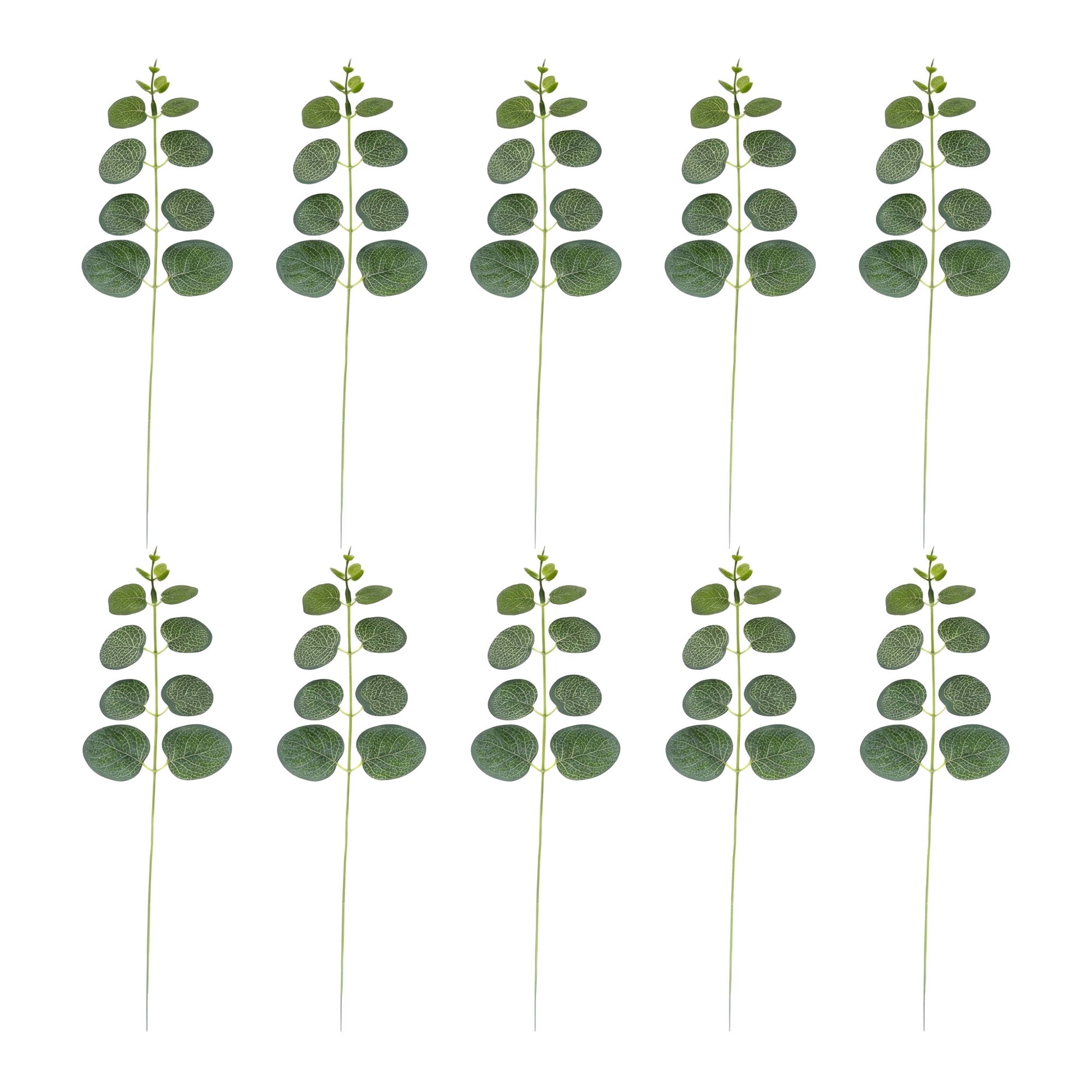 Unique Bargains 10Pcs Realistic Artificial Eucalyptus Stems Faux Greenery Greenhead 12in