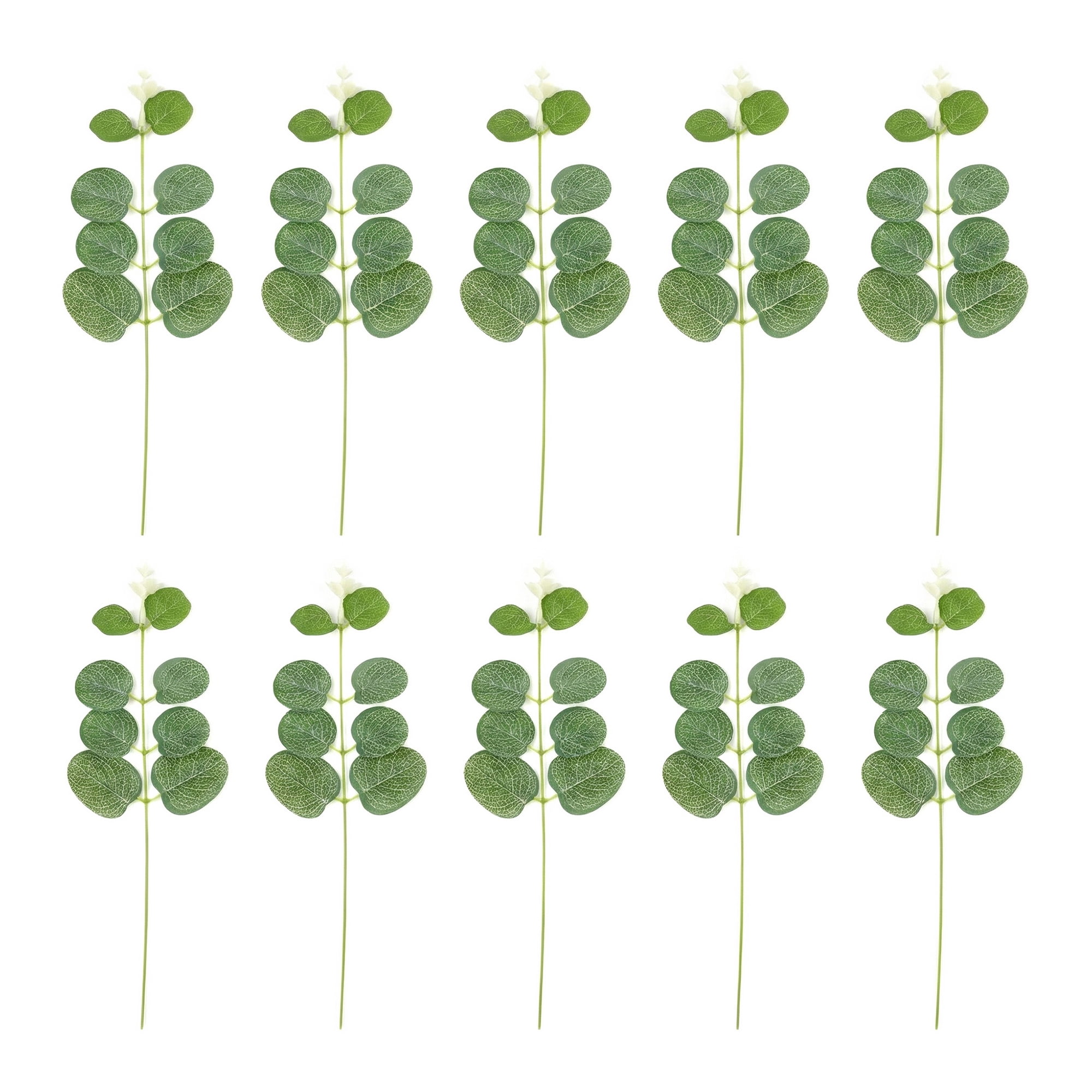Unique Bargains 10Pcs Realistic Artificial Eucalyptus Stems Faux Greenery White 12in