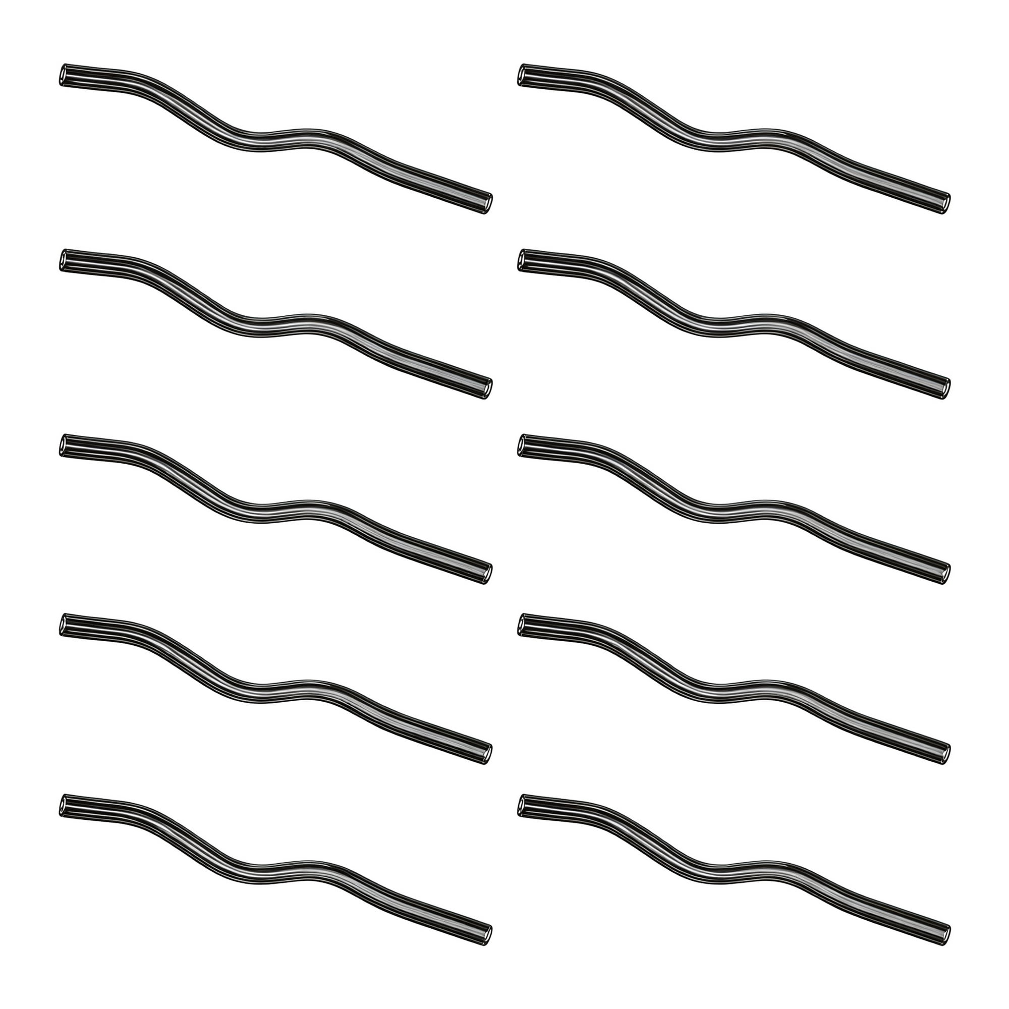 Unique Bargains 10Pcs Reusable Glass Dishwasher Safe Straws Black