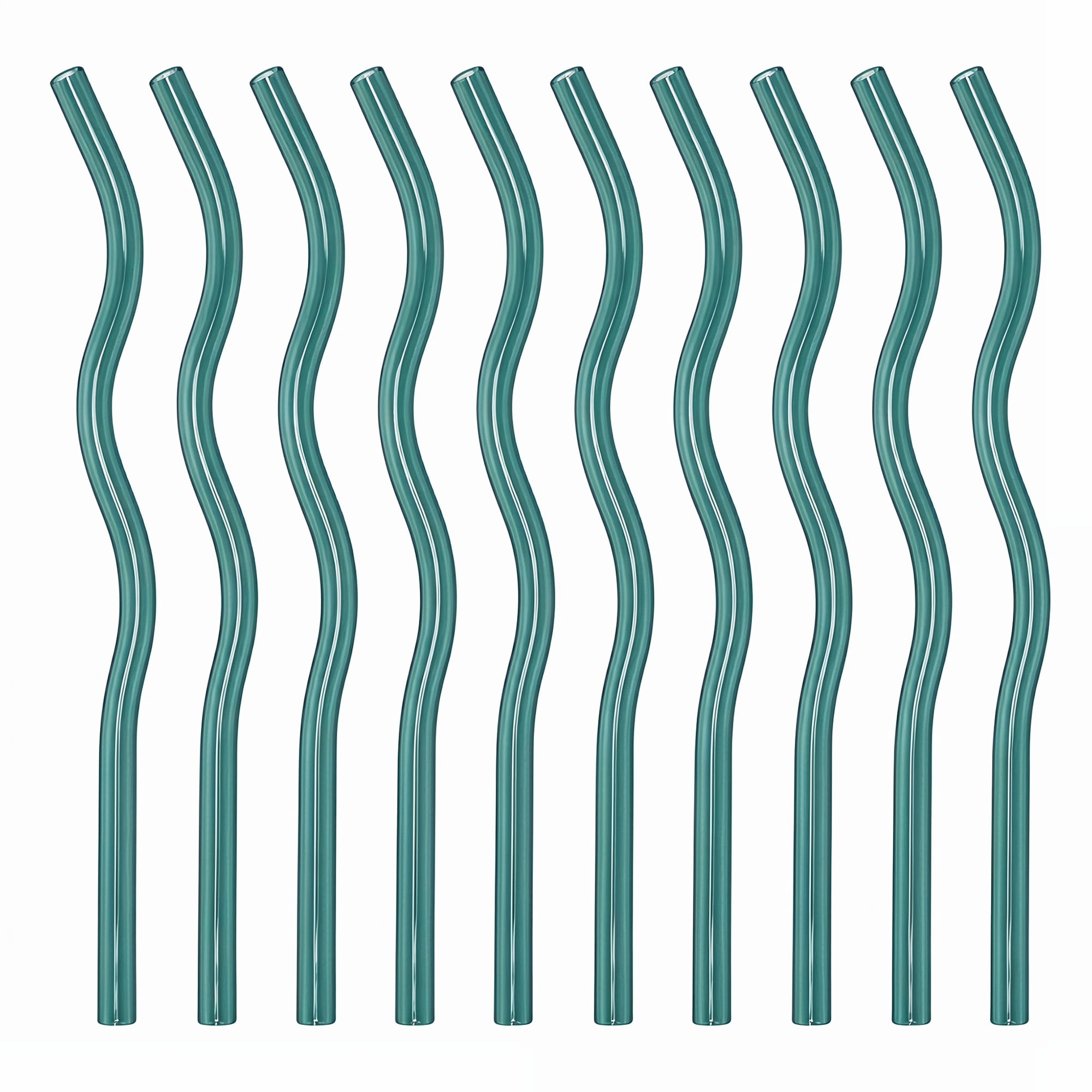 Unique Bargains 10Pcs Reusable Glass Dishwasher Safe Straws Dark Green