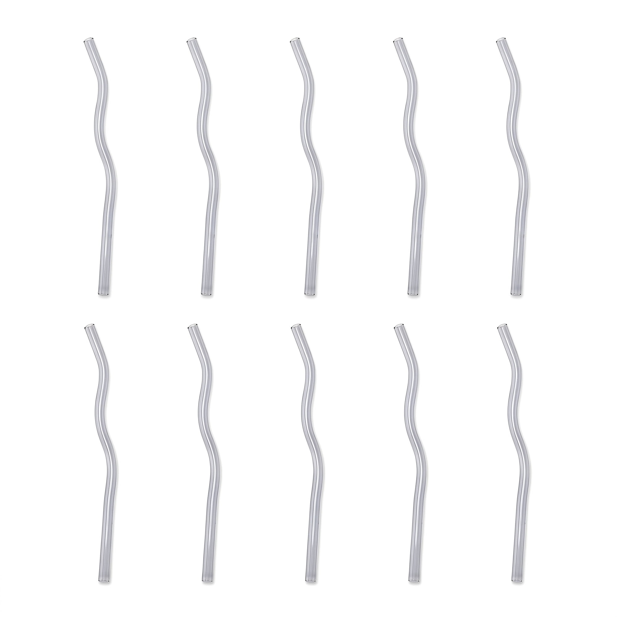 Unique Bargains 10Pcs Reusable Glass Dishwasher Safe Straws Gray