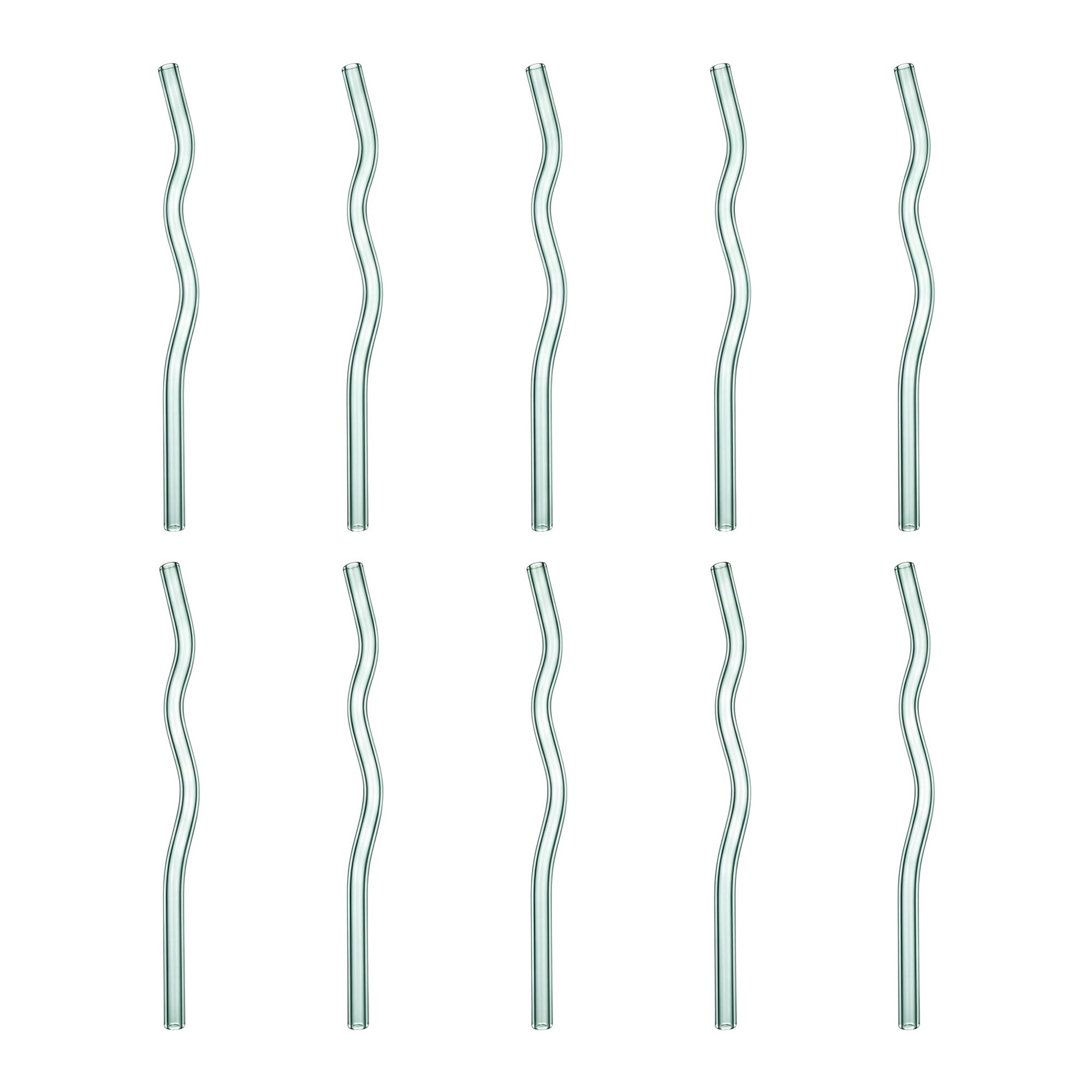 Unique Bargains 10Pcs Reusable Glass Dishwasher Safe Straws Green