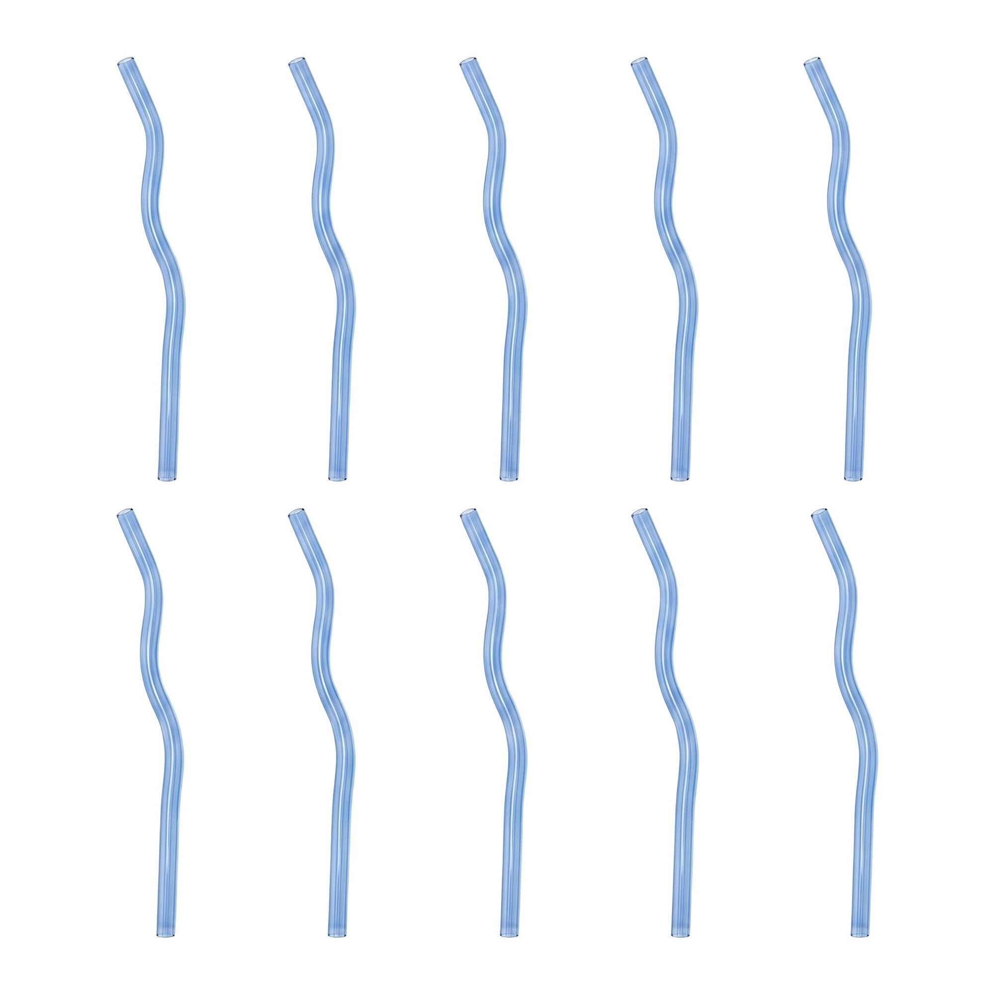 Unique Bargains 10Pcs Reusable Glass Dishwasher Safe Straws Light Blue