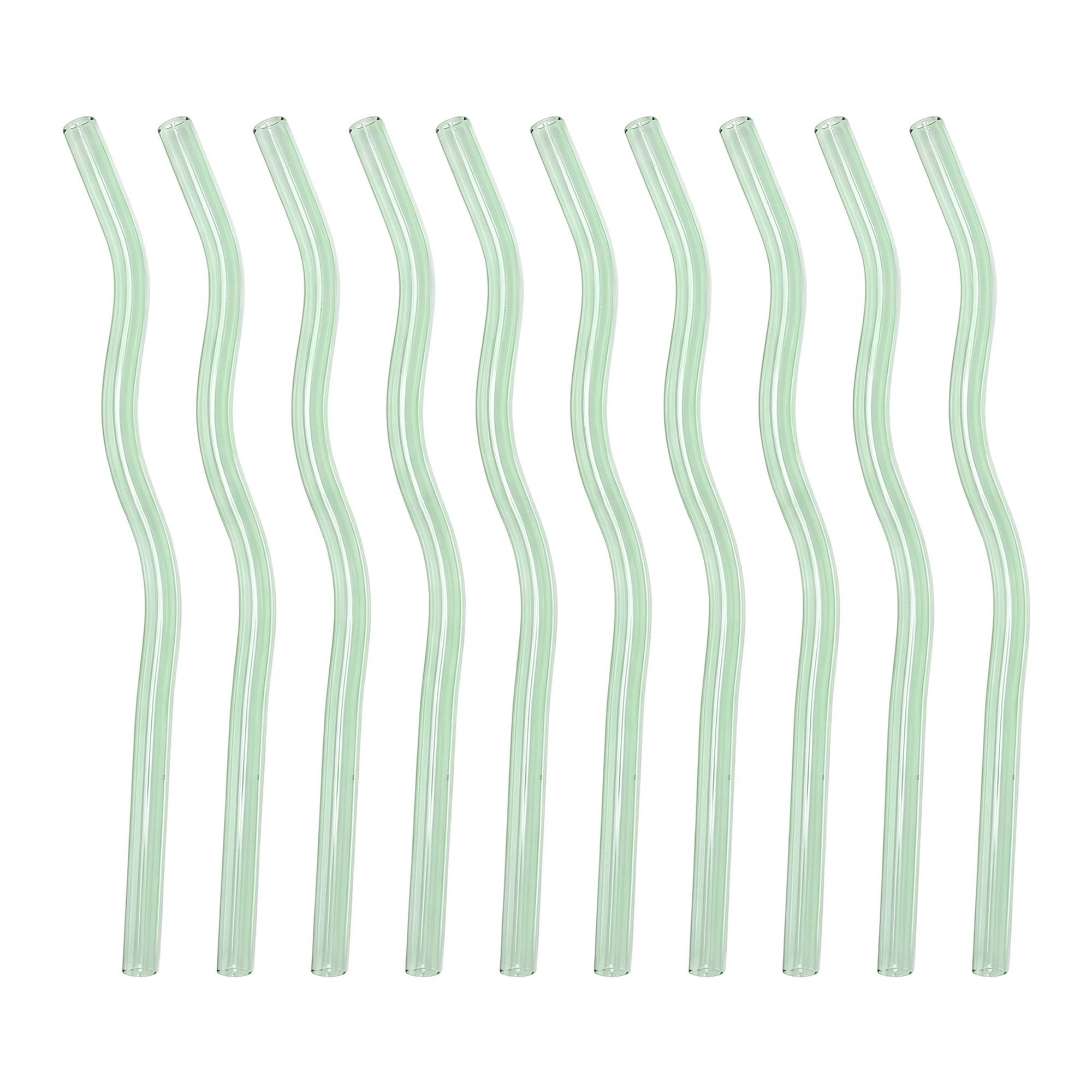 Unique Bargains 10Pcs Reusable Glass Dishwasher Safe Straws Light Green
