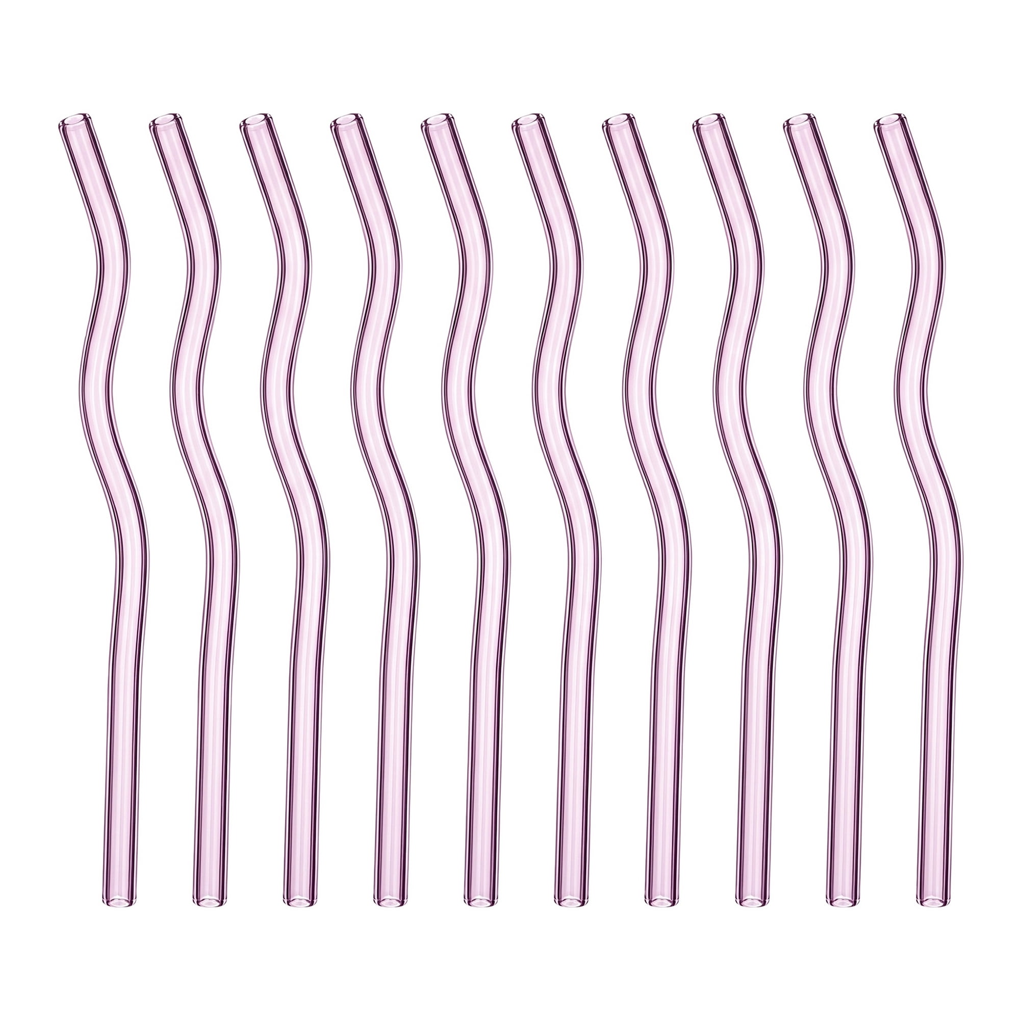 Unique Bargains 10Pcs Reusable Glass Dishwasher Safe Straws Pink