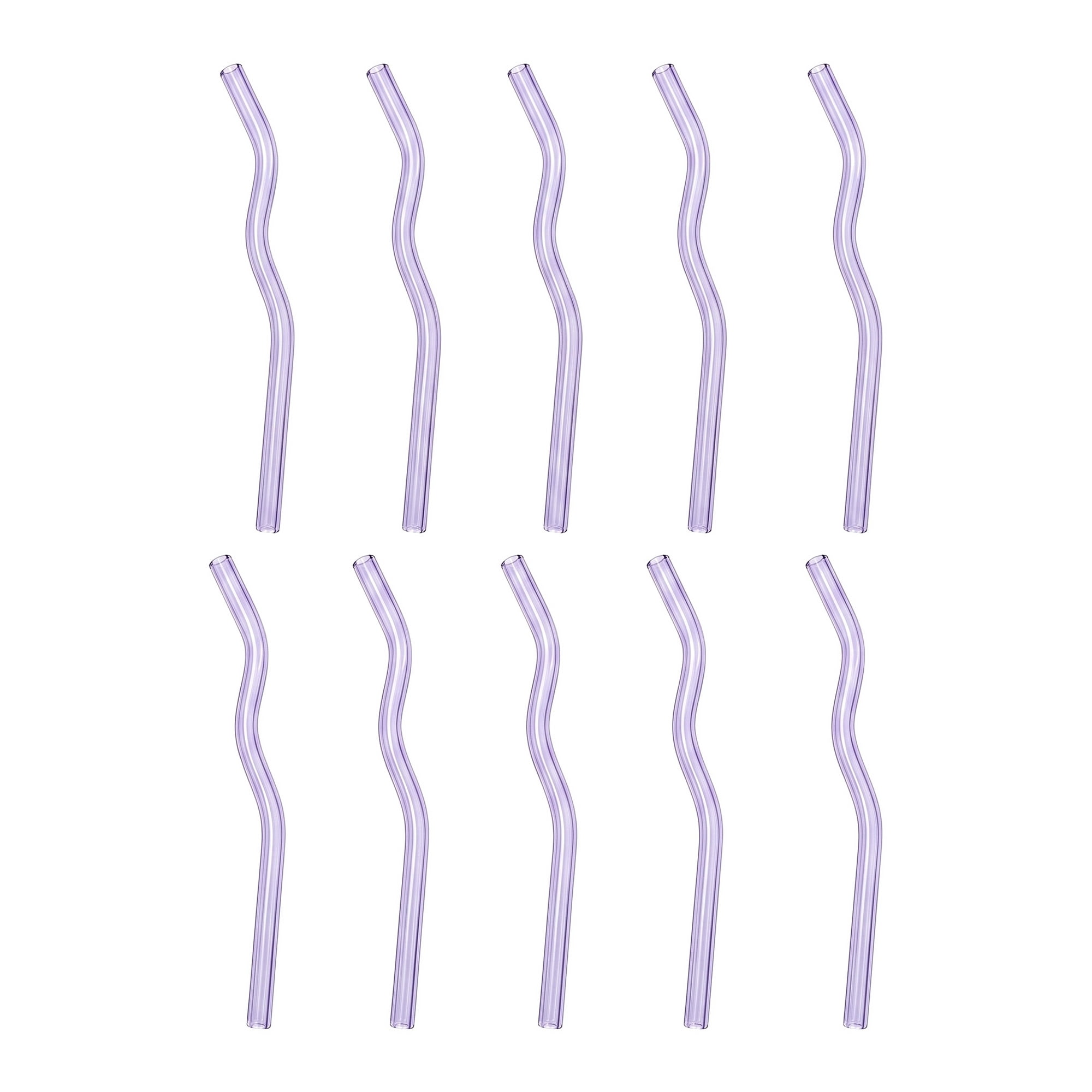 Unique Bargains 10Pcs Reusable Glass Dishwasher Safe Straws Purple