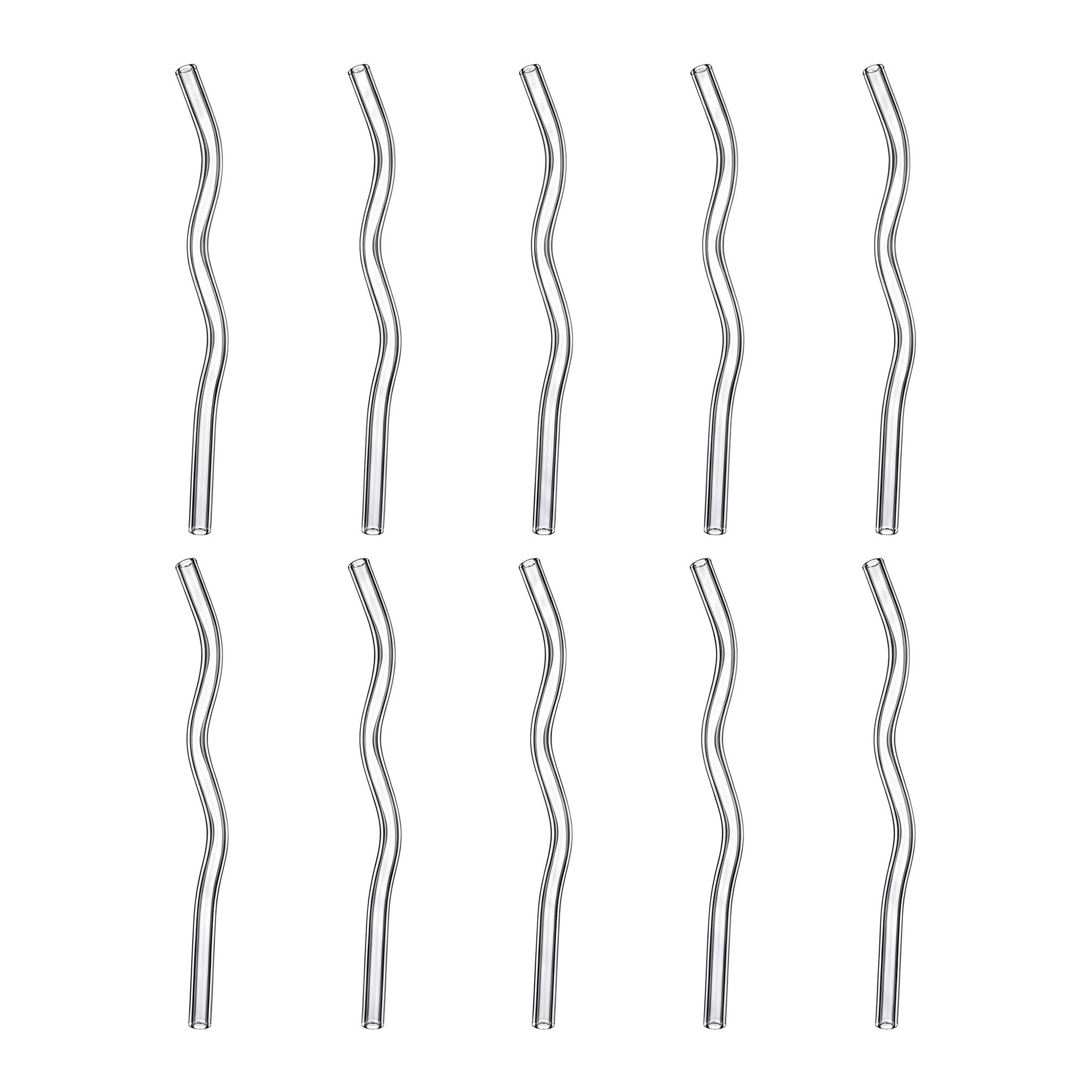 Unique Bargains 10Pcs Reusable Glass Dishwasher Safe Straws Transparent