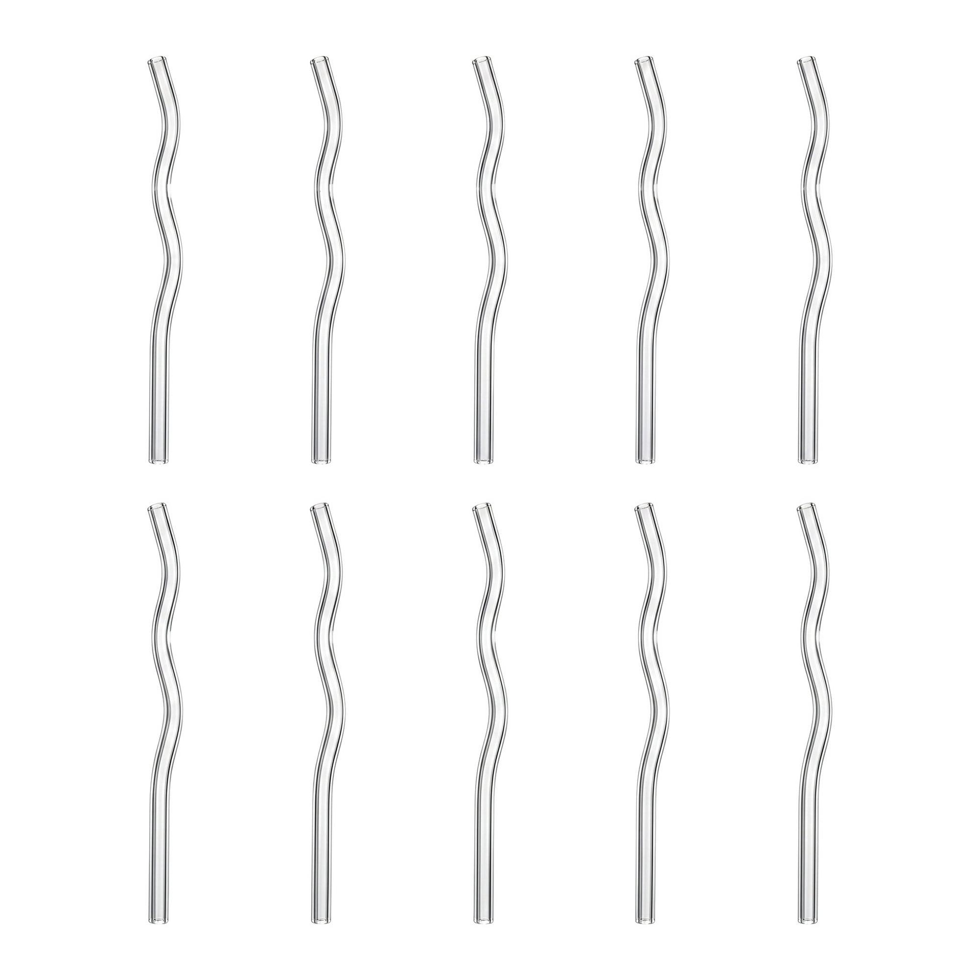 Unique Bargains 10Pcs Reusable Glass Dishwasher Safe Straws White