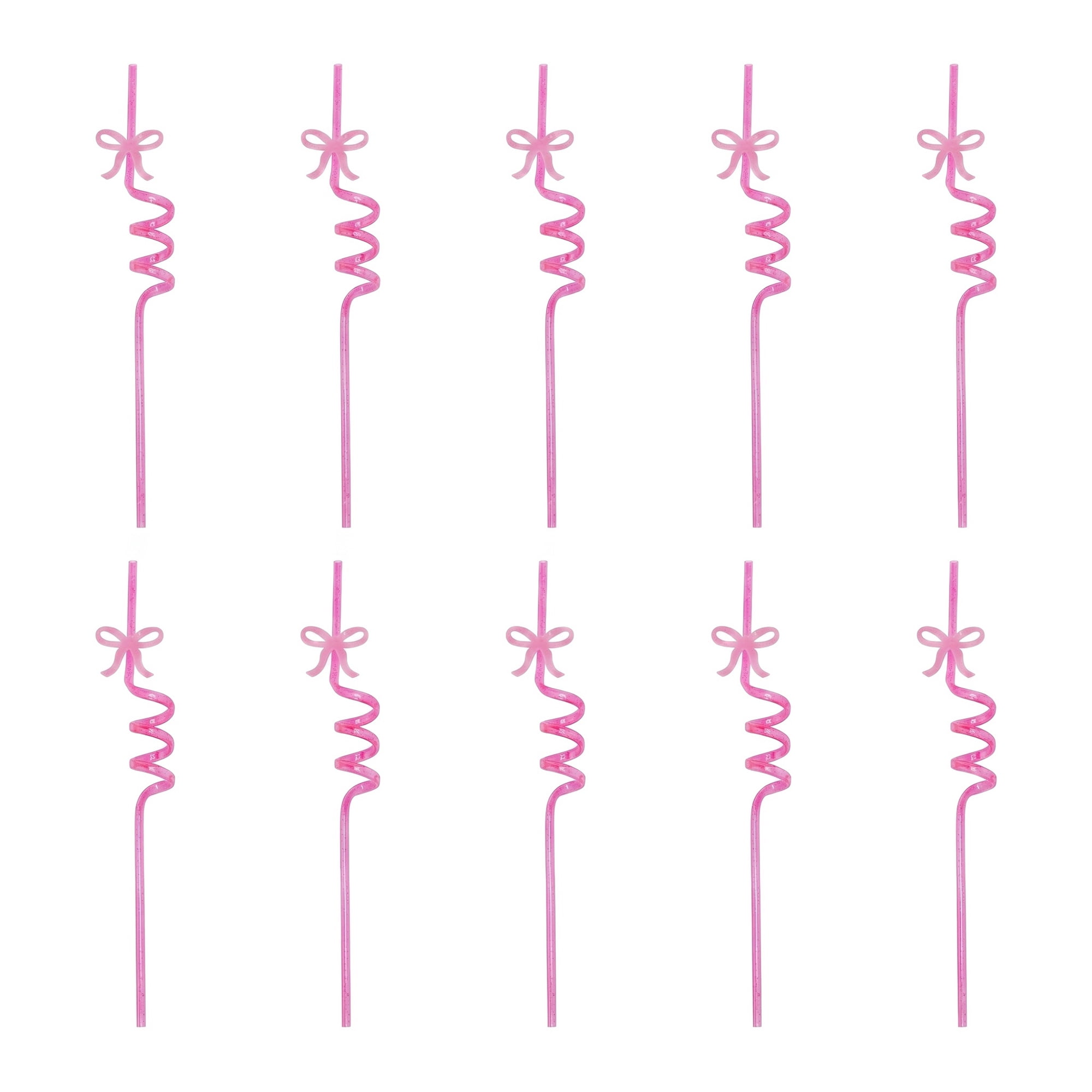 Unique Bargains 10Pcs Reusable Plastic Dishwasher Safe Straws Pink
